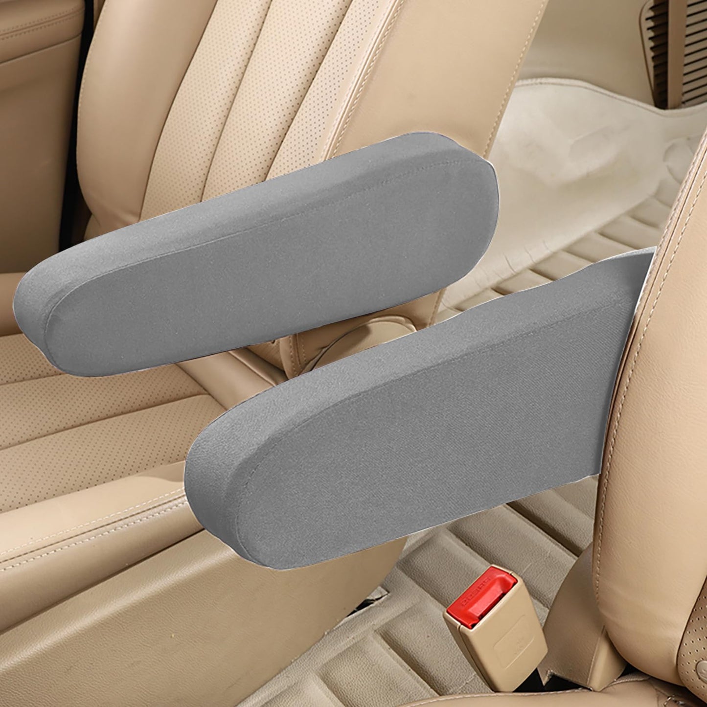 Amabro 2PCS Car Front Seat Armrest Cover, Comfortable Armrest Cover Elastic Car Armrest Protectors Anti-Scratch Armrest Cover Replacement Universal for Most Car Truck SUV(Gray)