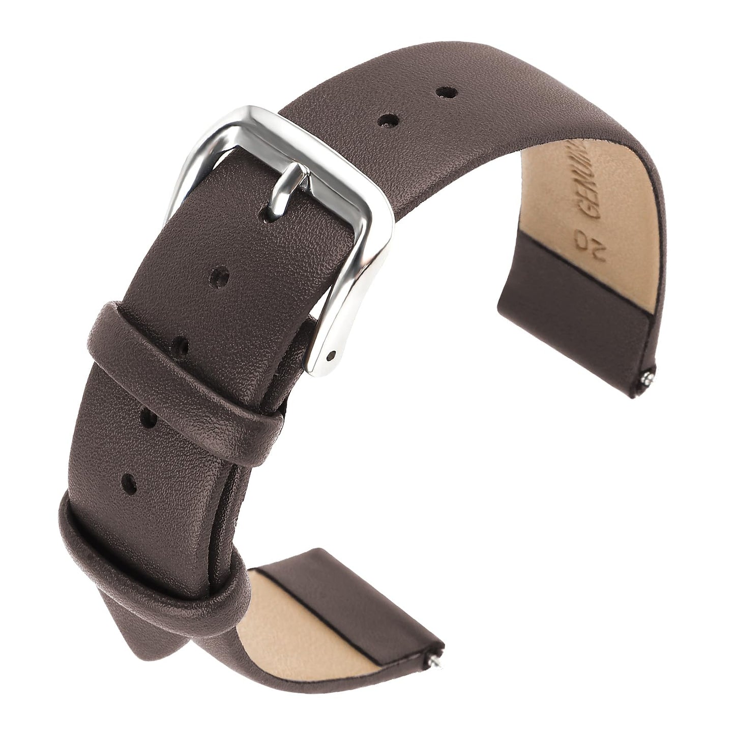 cobee Leather Watch Straps, Soft Calfskin Leather Watch Band Quick Release Leather Replacement Watchband for Men Women Universal Watches Bracelet Stainless Steel Clasp Buckle(Dark Brown, 20mm)