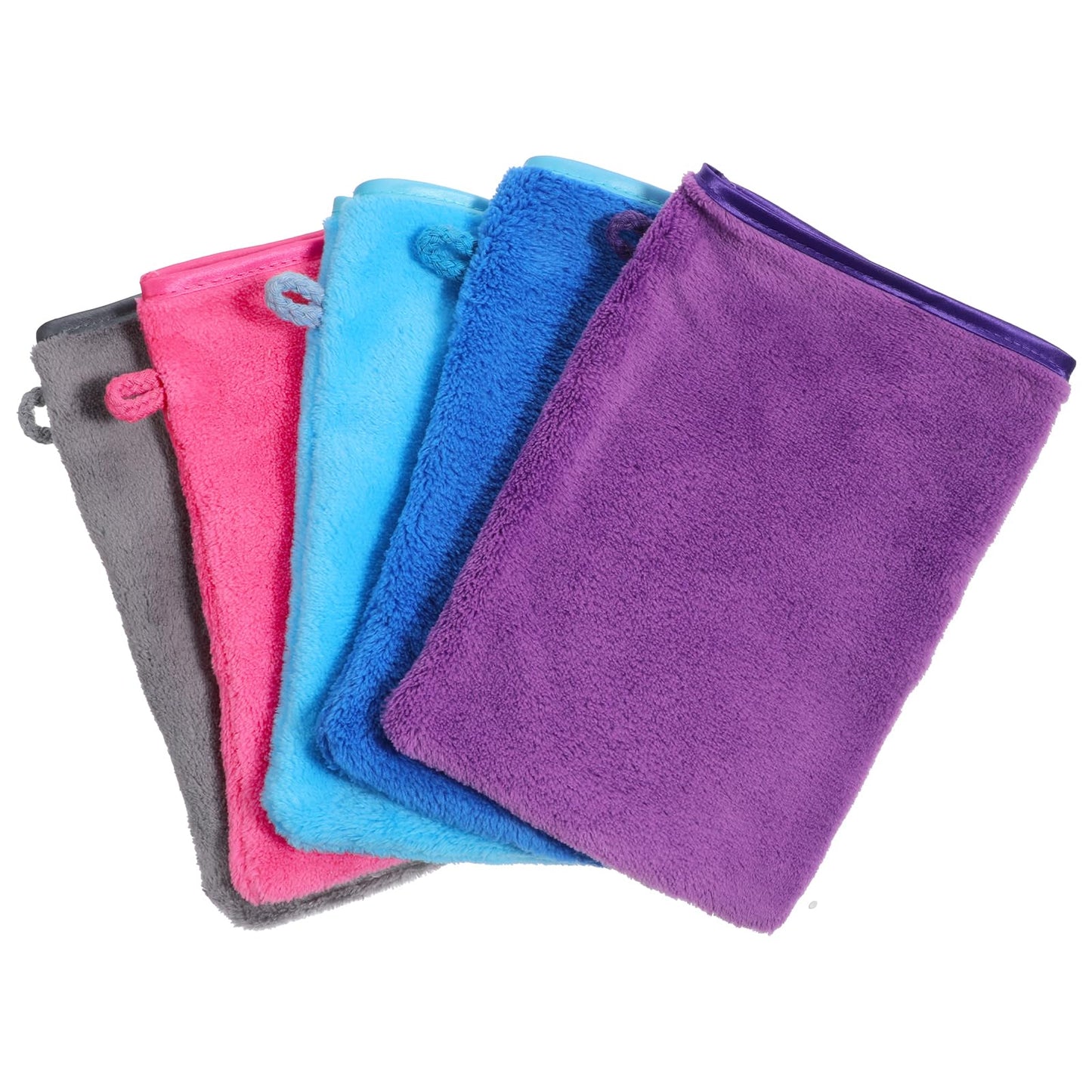 DOPENSPI 5 Pack Microfiber Washcloths, 20 x 15 cm Washcloths, Face Wash Mitts, Microfiber Body Wash Mitts Made of Coral Velvet Strong Water Absorption Mitt for Bathing Makeup Face Washing