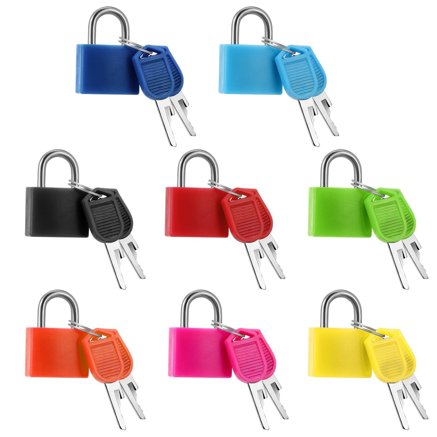 Yuanchu Pack of 8 Luggage Locks with Keys, Mini Suitcase Lock, Colourful Padlock, Small Locks, Security Lock for Suitcase, Backpack, Bag, Locker, Diary, Tool Box