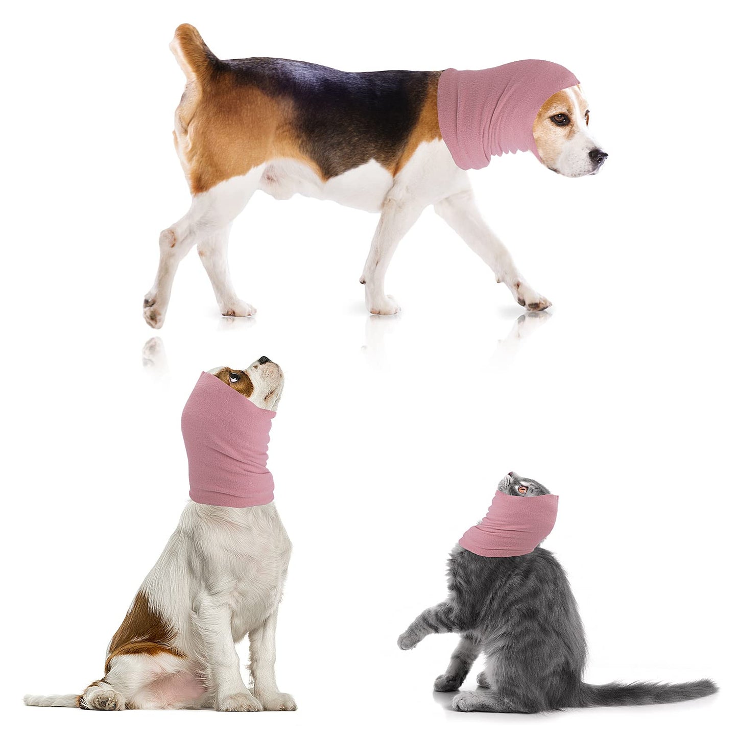cobee Dog Snood for Dog Neck and Ears Warmer, Pet Snood Ear Covers for Anxiety Relief and Grooming Ear Muffs for Dogs and Cats for Wearing in Bathing Waterproof Help Calm Reducing Noise (L Size, Pink)