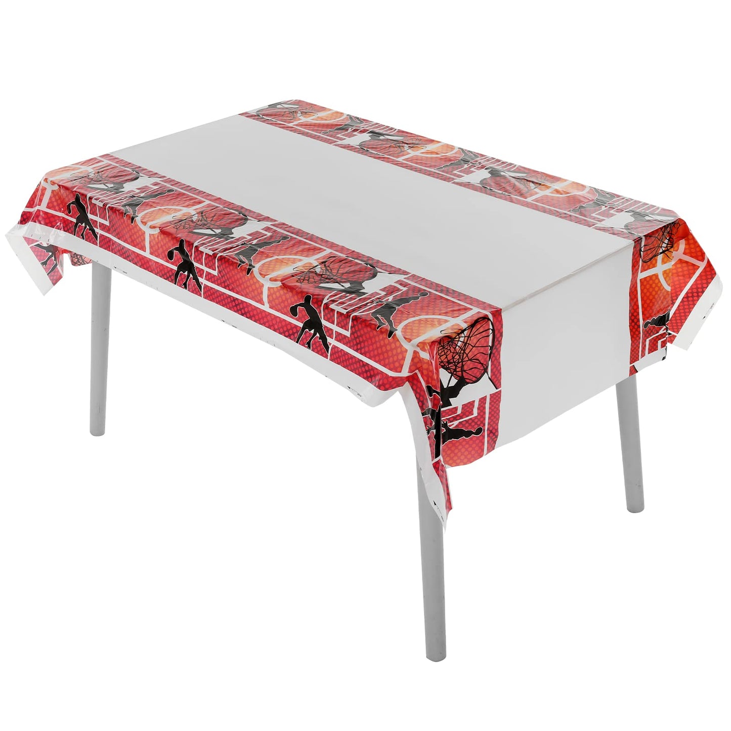 cobee Disposable Tablecloth, Basketball Table Cloth, Rectangle Table Cover, Plastic Table Cloth for Outdoor Party Birthday March Decorations(Basketball Theme, 70x42inch/180x108cm)
