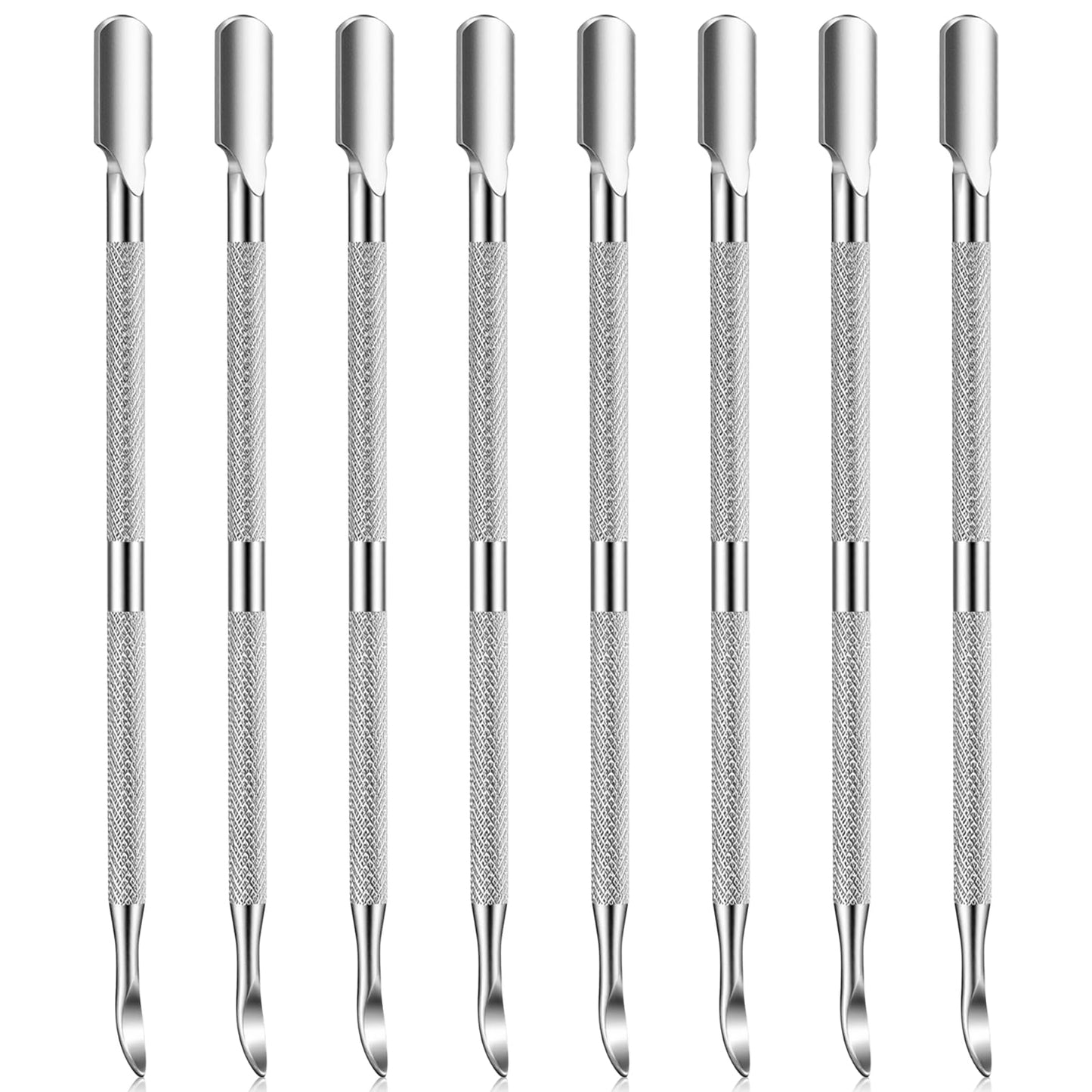 WJIAAA Cuticle Pusher, 8 Pieces Cuticle Pusher Stainless Steel 2 in 1, Cuticle Pusher Gel Nail Polish Remover Kit Cuticle Pusher for Fingernails and Toenails