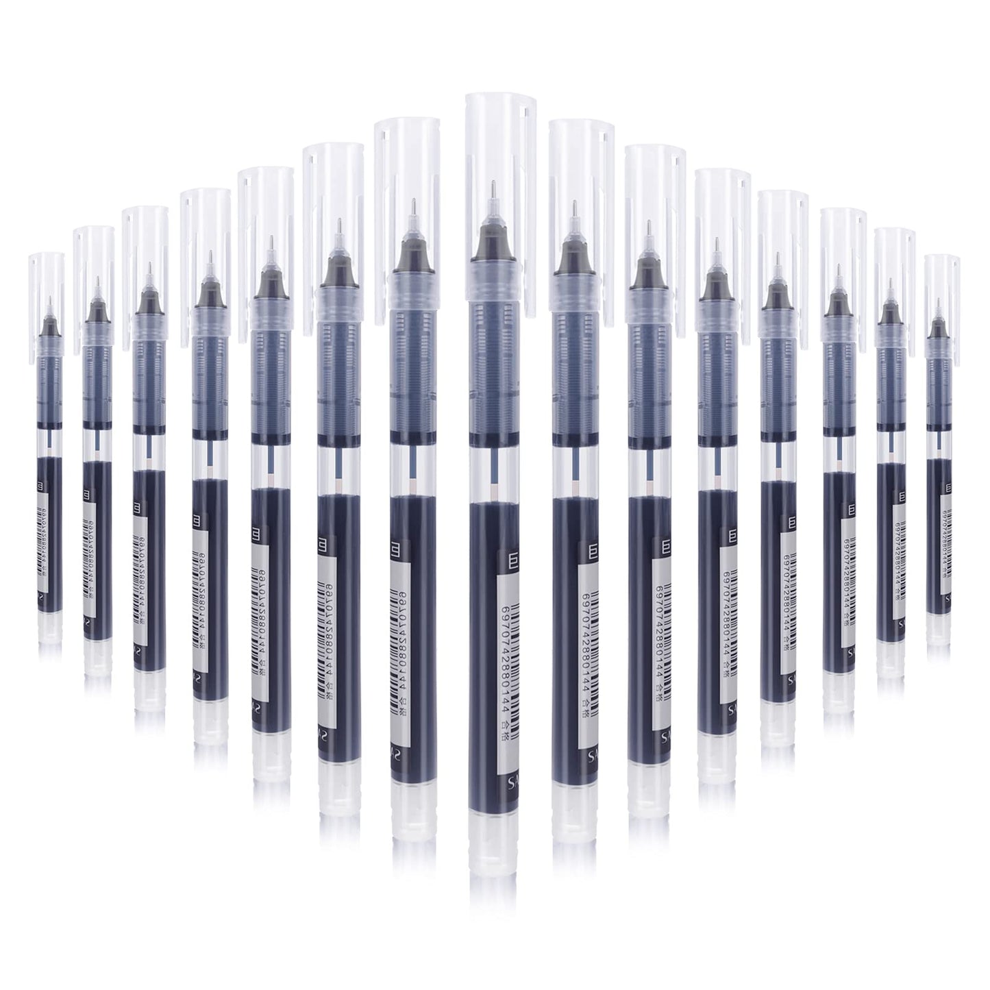 15 Pcs Black Rollerball Pens,0.5mm Fine Ballpoint Pens,Quick-Drying Liquid Ink Roller Ball Pen,Extra Fine Point Pens,Ball Point Liquid Ink Pens,for Daily Work School Writing Stationery Office Supplies