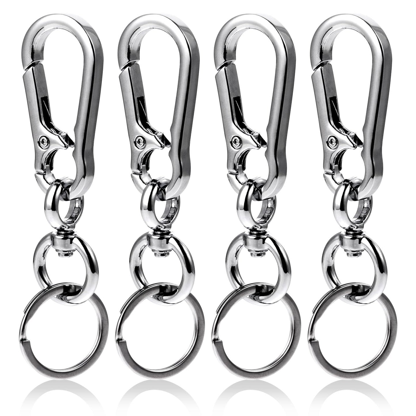 Molain Zinc Alloy Carabiner Keychain with Keyring, 4 Pieces Heavy Duty Key Chain Quick Release Car Key Holder Carabiner Keyring Key Ring for Men Women (B)