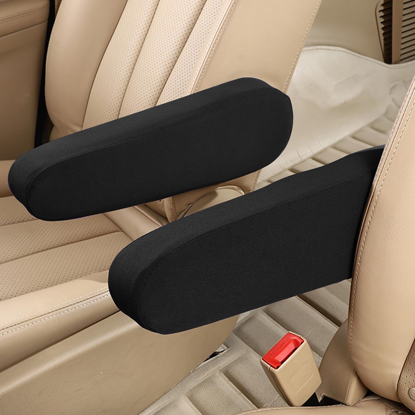 Amabro 2PCS Car Front Seat Armrest Cover, Comfortable Armrest Cover Elastic Car Armrest Protectors Anti-Scratch Armrest Cover Replacement Universal for Most Car Truck SUV(Black)