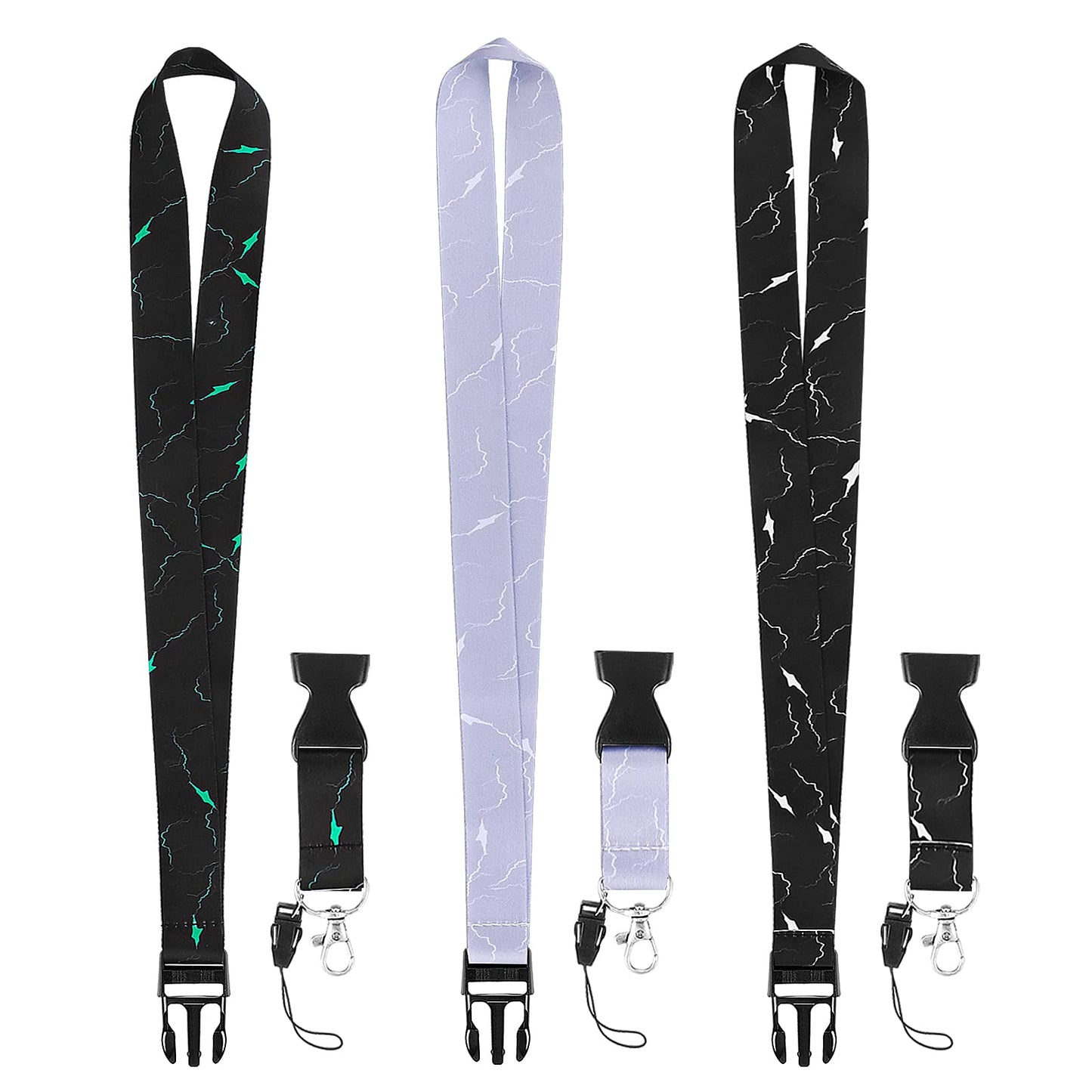 Cobee Badge Lanyards with Quick Release Buckle, 3pcs Lanyards for Women Heavy Duty Black Lanyard with Swivel Lobster Clasp Neck Marble Lanyards Badge Holders Lanyard for Teachers Nurse Students