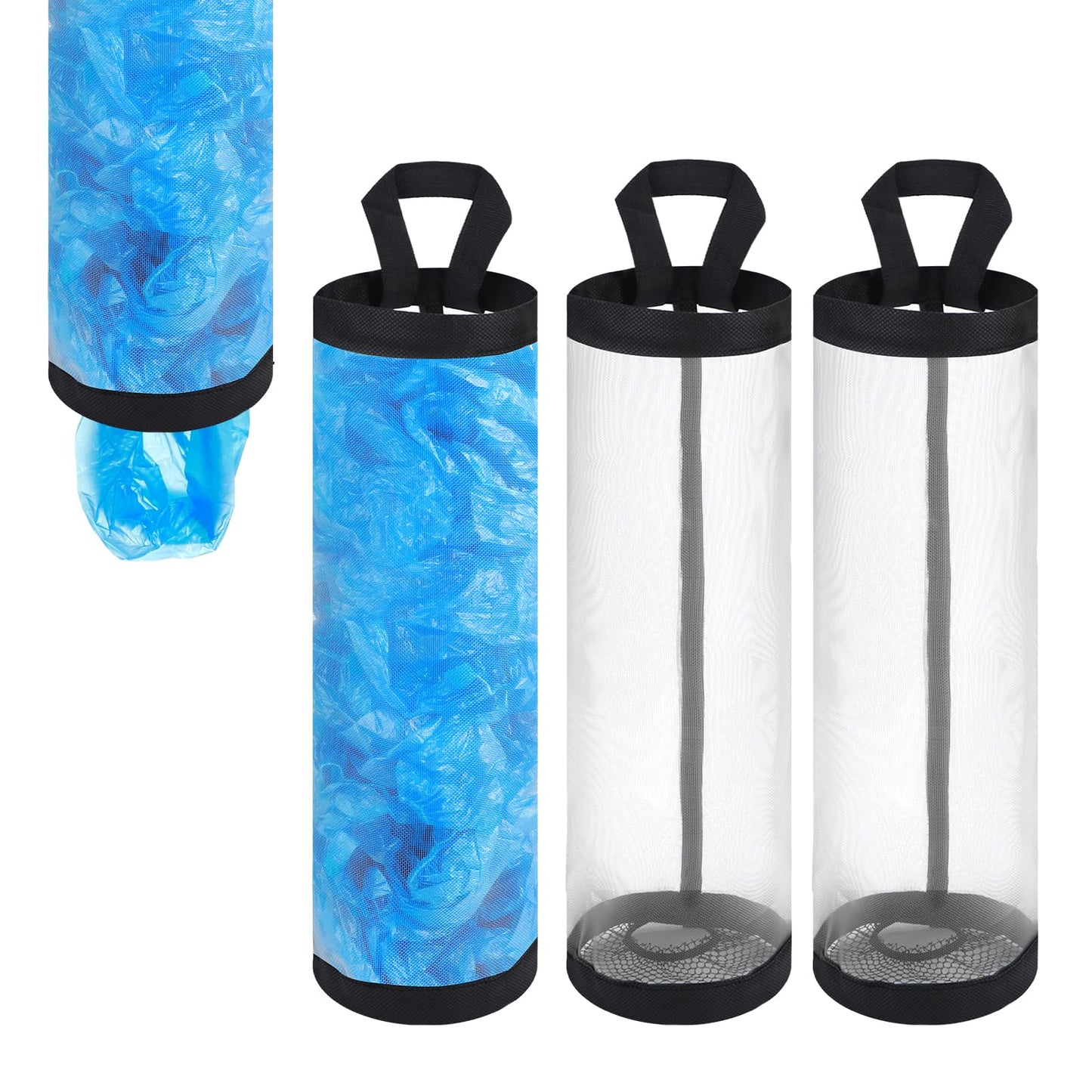 simarro 3Pcs Plastic Bag Holder, Mesh Garbage Bag Storage Holder Hanging Storage Bag Dispenser Foldable Washable Plastic Bag Organizer for Home Kitchen Grocery Bag Holder(Gray)