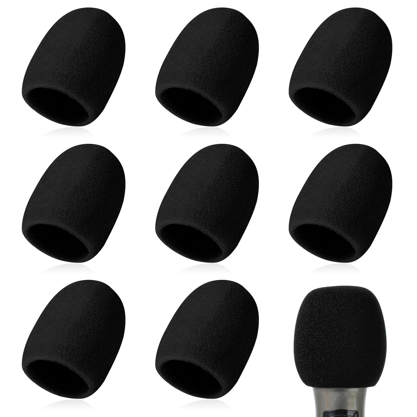 Jeffdad 6 Pcs Microphone Covers Foam, Shakeproof Microphone Foam Covers, Washable Mic Filter for Handheld Microphone, Foam Windscreen Covers Reduce Plosive Wind Noises (Black)