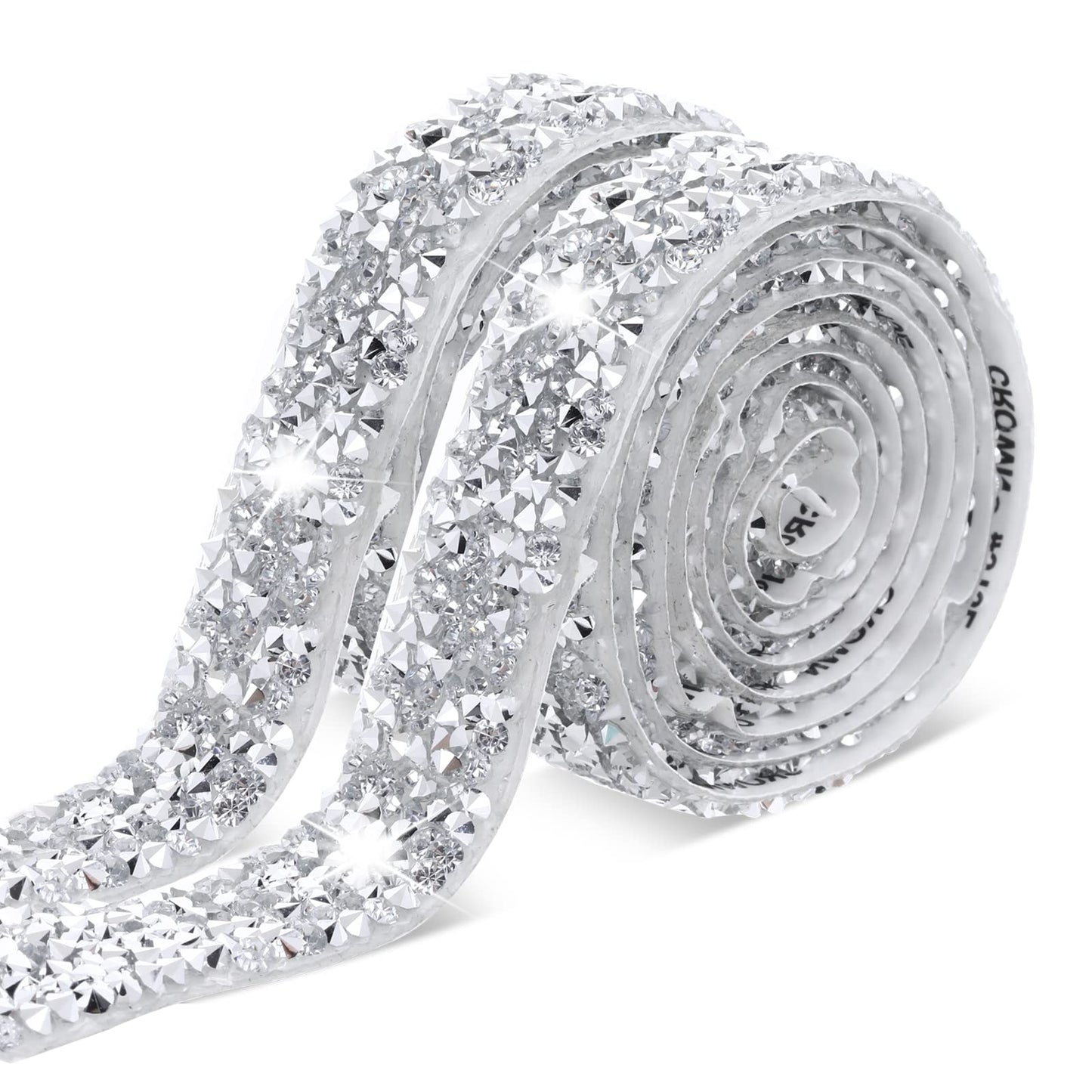 cobee Crystal Rhinestone Ribbon Roll, 2 Roll Self Adhesive Diamond Ribbons 1 Yards Bling DIY Rhinestones Tapes Diamond Stickers Banding Belt Wrap for Wedding Cakes Birthday Crafts Decorations