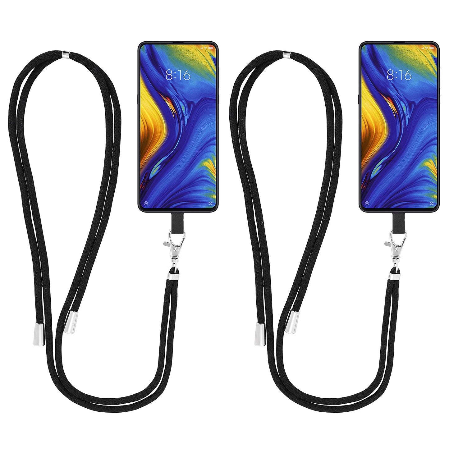 Cobee Phone Lanyards for Around the Neck, 2pcs Universal Cell Phone Lanyards with Detachable Nylon Neck Crossbody Lanyard and 2pcs Pads, Adjustable Mobile Phone Straps Compatible with All Smartphones