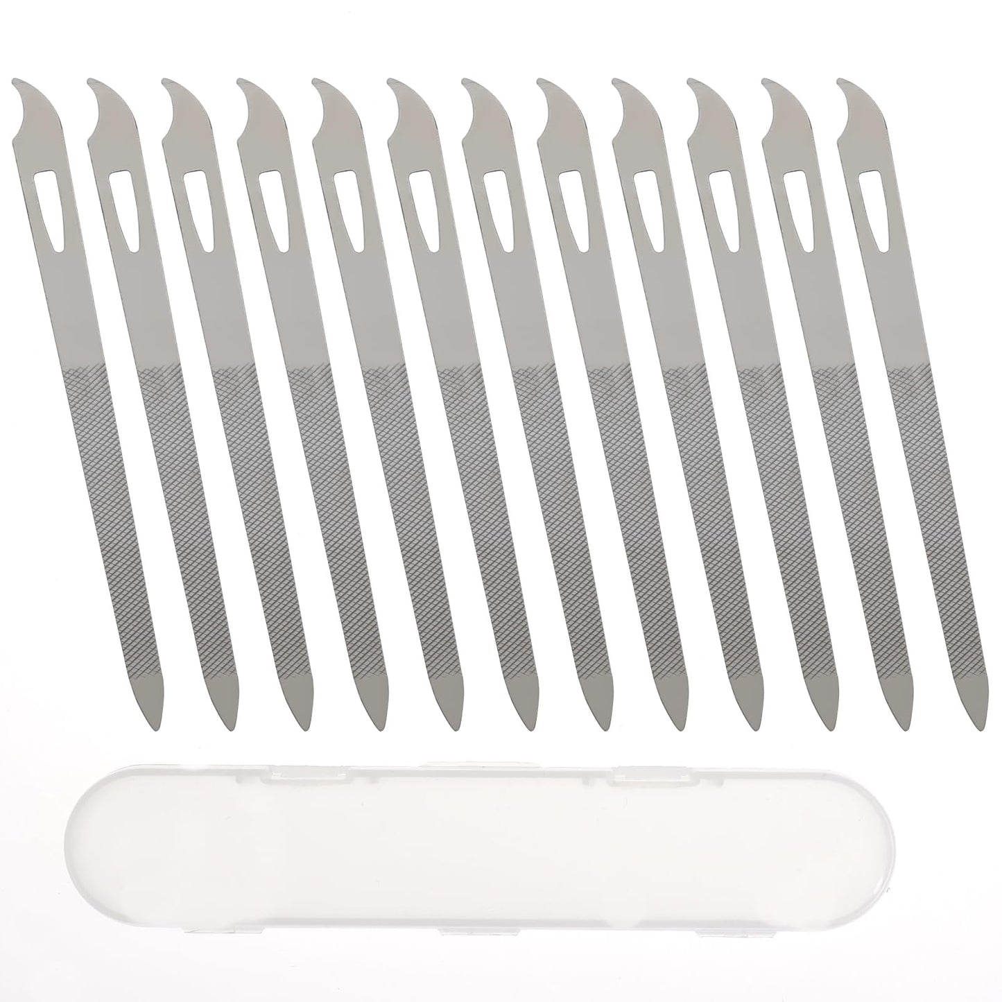 Bewudy 12 Pcs Metal Nail Files with Box, Stainless Steel Nail Files for Natural Nails, Double Sided Manicure Files for Polish Nail, Fingernail Toenail Nail Cleaner Tool(12.7 cm)