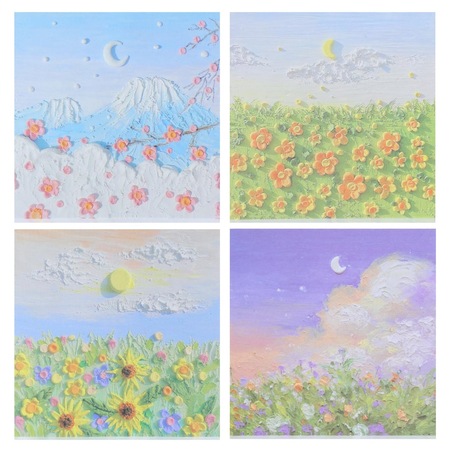 TIESOME 200 Sheets Landscape Self-Stick Notes, 4 Pack Oil Painting Personalized Scenery Sticky Notes Scape Memo Pads in Scene Series for Girls Boys Students School Office Home