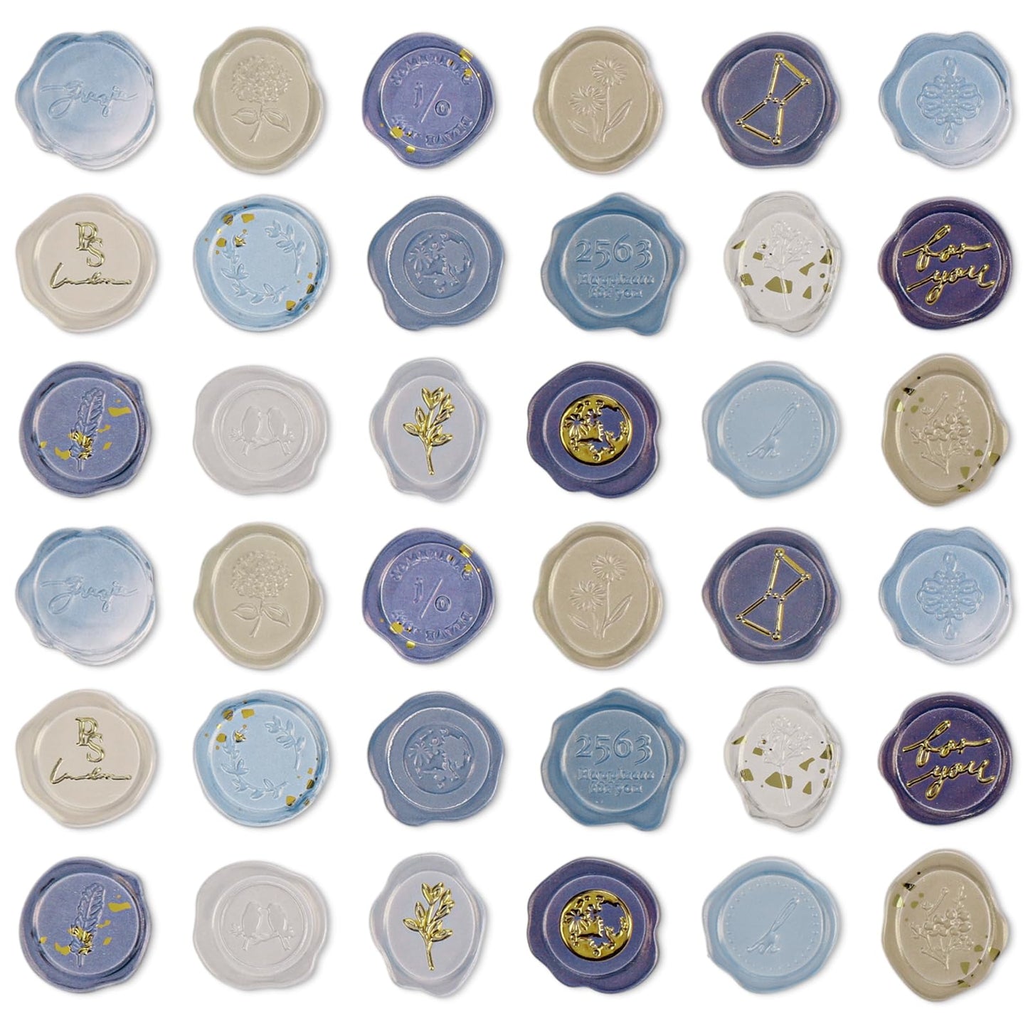 TIESOME 36 Pcs Wax Seal Stickers, Handmade Self Adhesive Wax Stickers Envelope Seal Stickers Vintage Wax Seal Dripping Glue Sticker for Wedding Party Birthday Invitaion Envelopes Gift Wrapping(B)