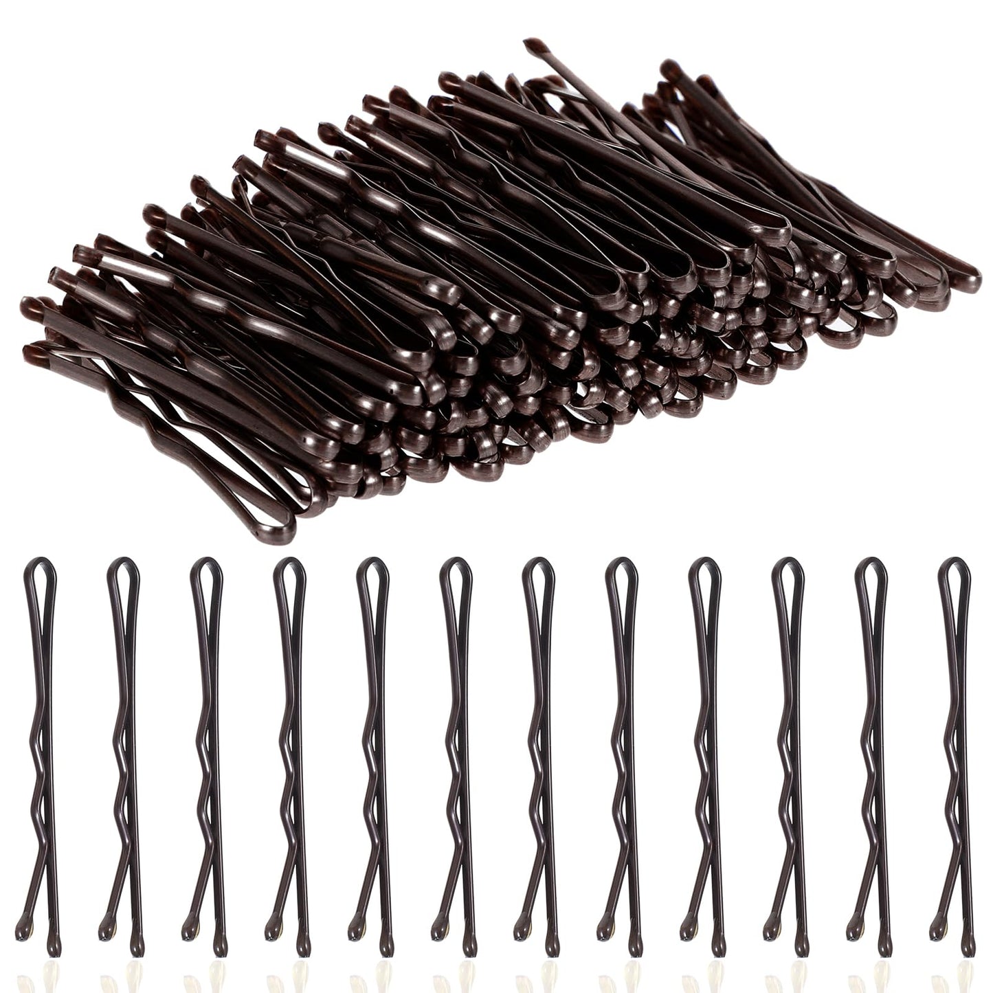 AOZUO Pack of 100 Mini Hair Pins, 3.5 cm Bobby Pins, Small Hair Clips, Hair Pins, Hair Accessories, Women's Wavy Metal Hair Clip for Women, Girls, Children, Buns, Long, Smooth