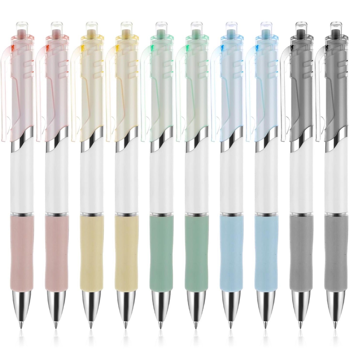 Amabro 10Pcs Gel Pens, 0.5mm Black Ink Retractable Gel Pens Rolling Ball Gel Pens Fine Point Fast Dry Smooth Writing Aesthetic Pens for School Office Home Supplies