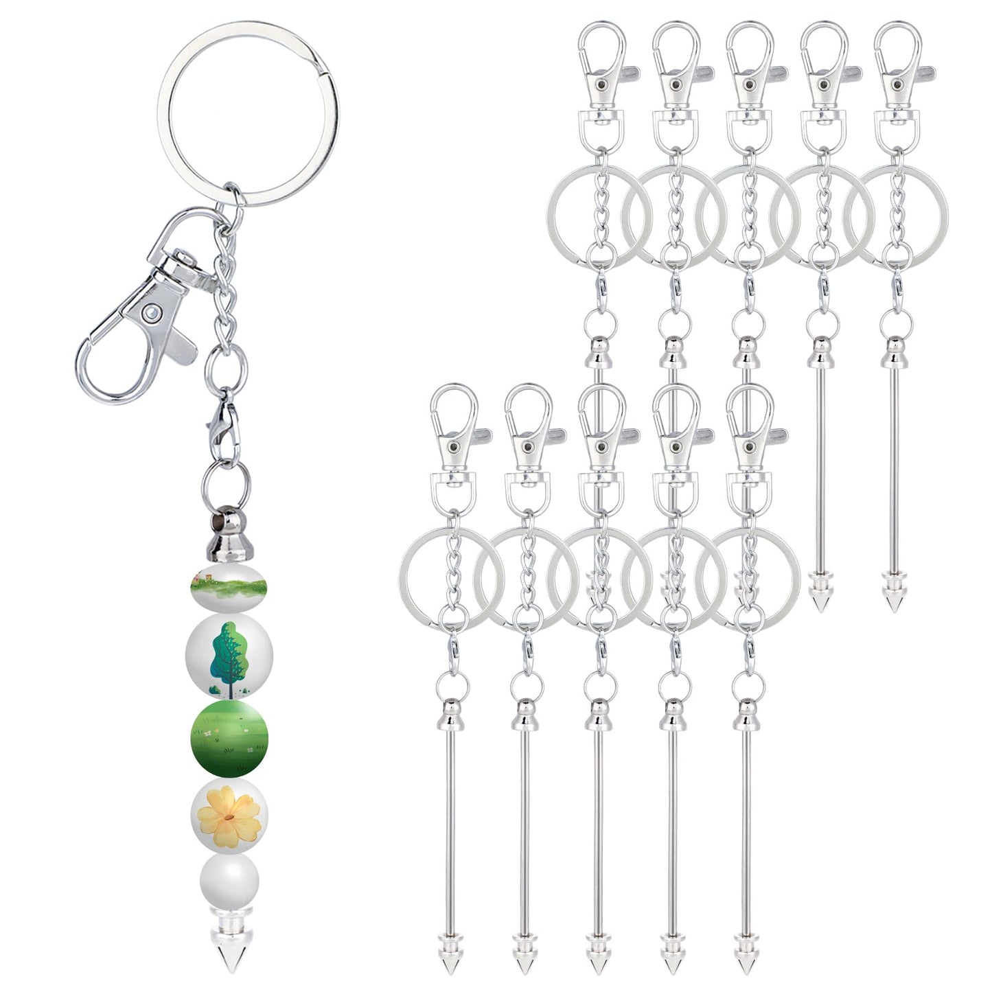 simarro Beadable Keychain Bar, Alloy Blank Keychain DIY Keychain Accessories Kit for Pendant DIY Keychain Making Supplies Jewelry Making Gift(10)
