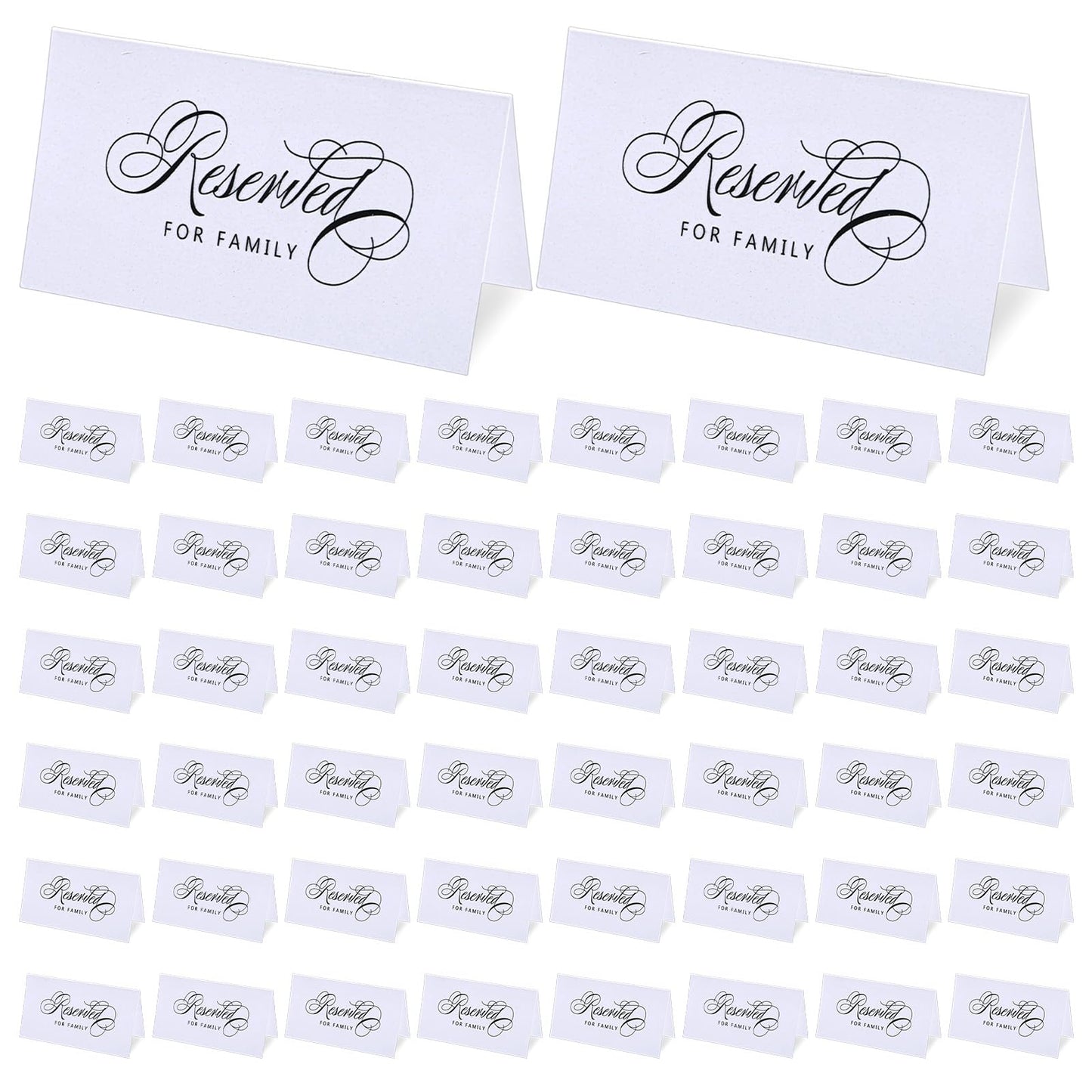 DOPENSPI 50 Pcs White Reserved Table Signs, 4x6 Inch Reserved Seating Sign Tented Place Cards for Wedding Reception Double Sided Reserves Sign Double Sided Seating Signs for Parties Events Restaurants