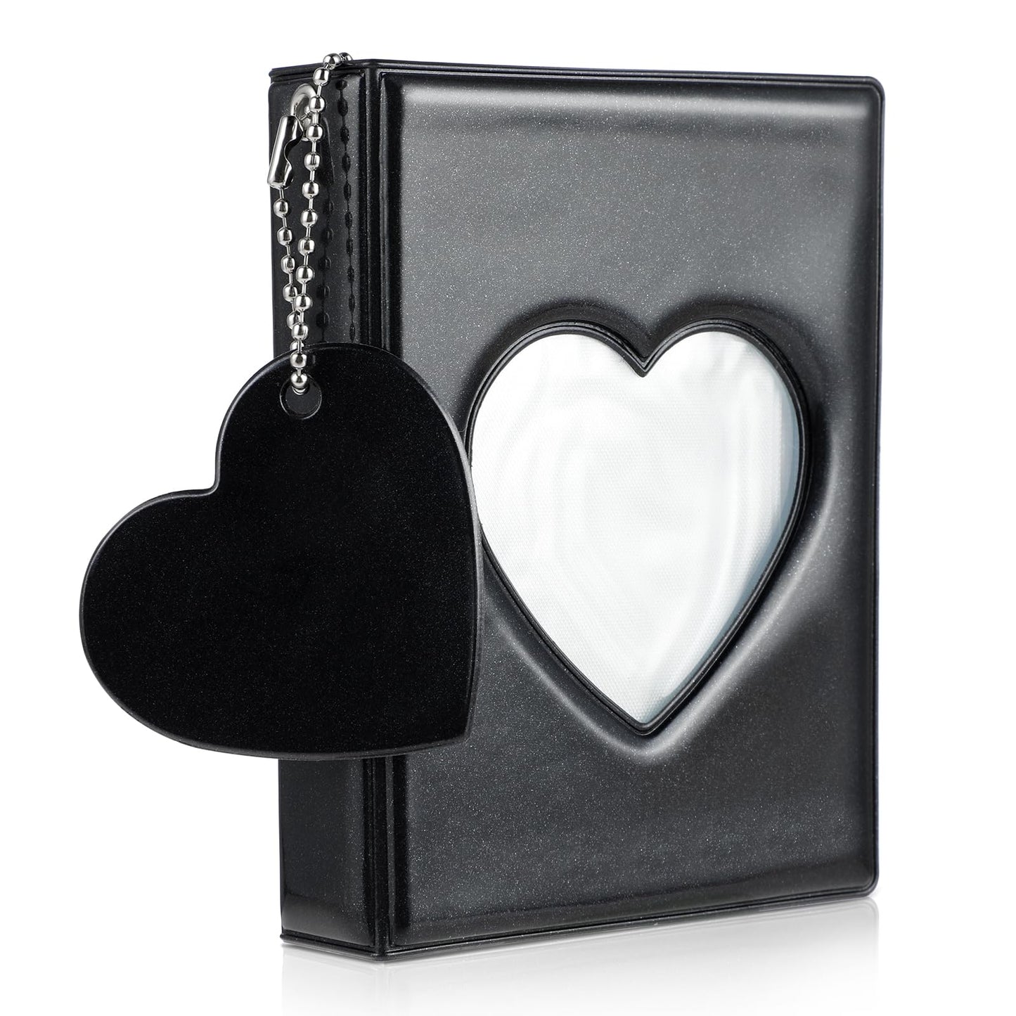 GEEHUA Kpop Photocard Binder, 3.6 Inch Mini Photo Album Heart Hollowed Cover Small Photocard Holder with Pendant 32 Photocard Pockets()