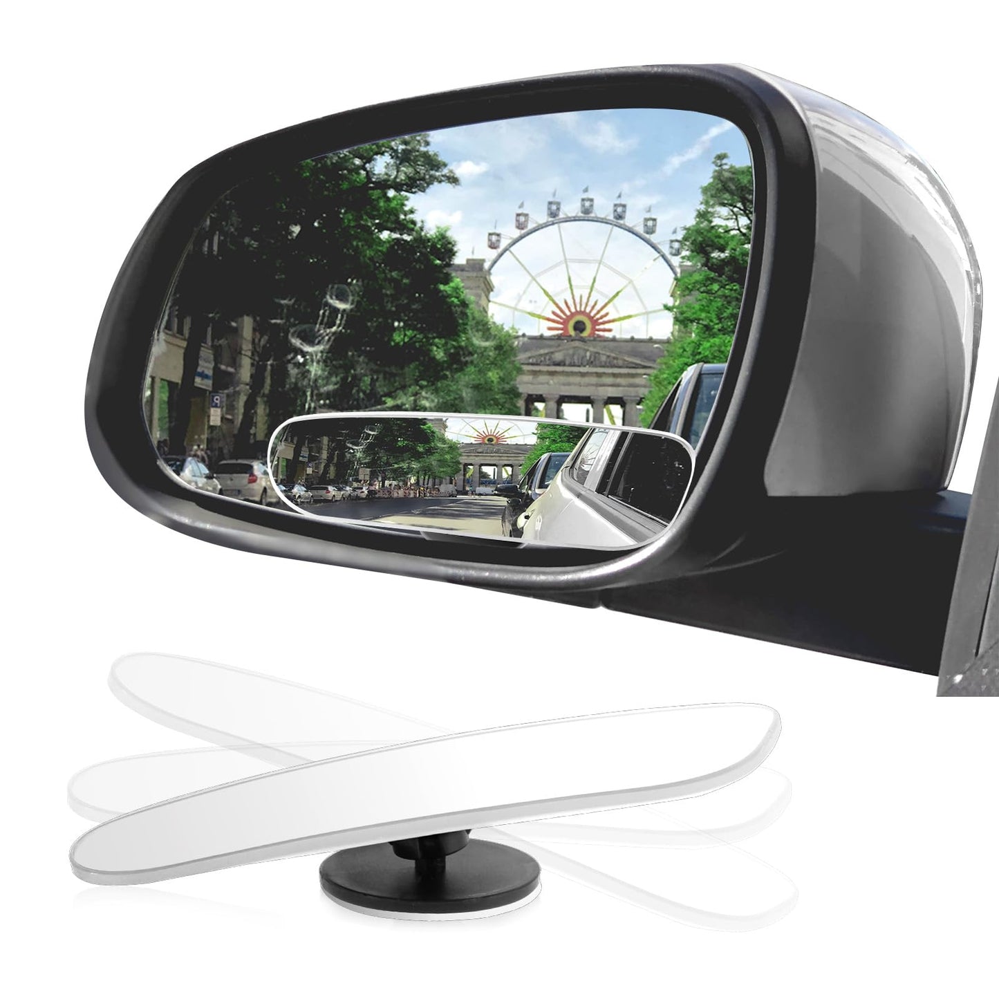 TIESOME 2Pcs Blind Spot Mirror, Car Side Mirror Blindspot, Adjustable Car Auxiliary Mirrors HD Glass Convex Lens Frameless Universal Wide Angle Mirror for Improved Traffic Safety, Rectangle(Frameless)