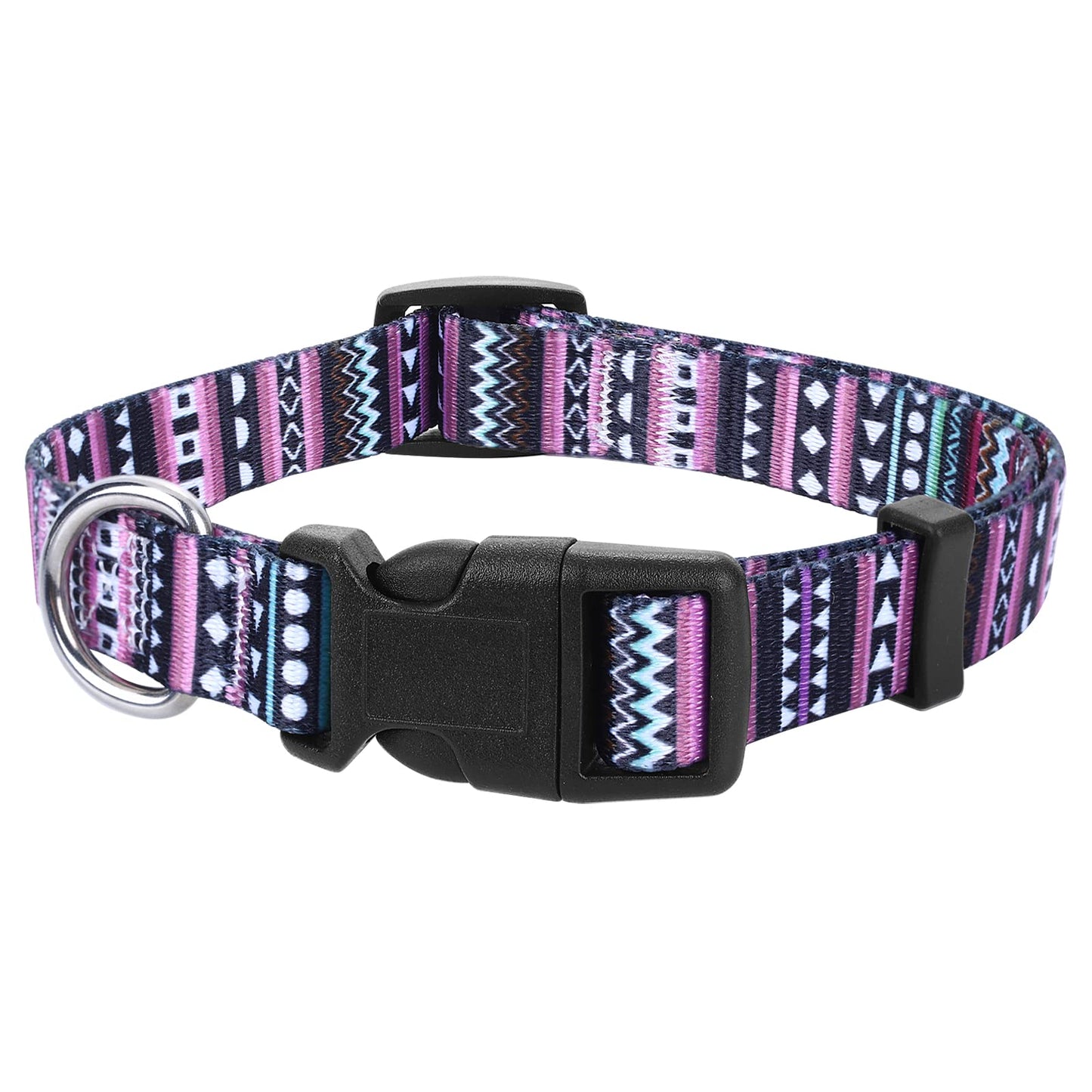 Molain Nylon Dog Collar, Adjustable Puppy Collars with Patterns, Soft Comfy Cat Collar, Pet Collars for Small Medium Large Dogs, Purple