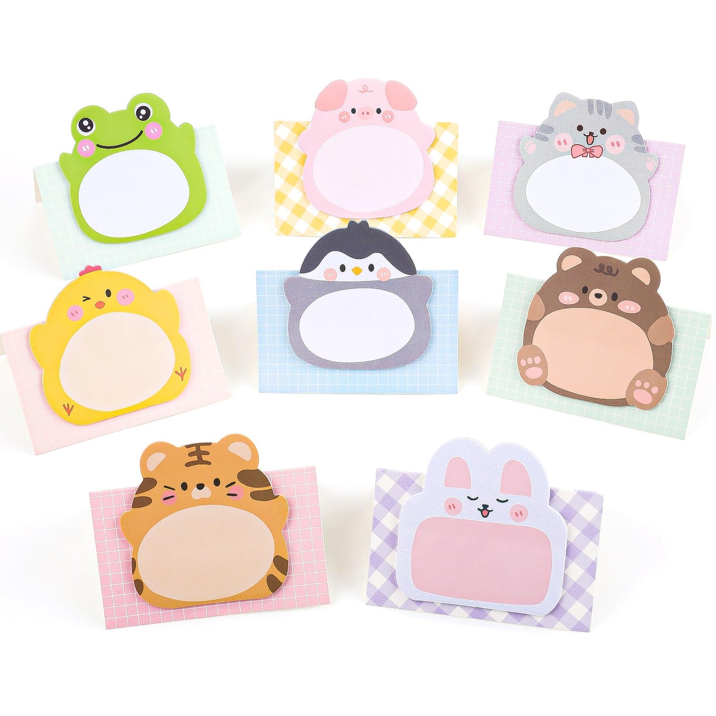 TIESOME 8 Pack Cute Sticky Notes, Cartoon Animal Self-Stick Note Pads Kawaii Page Marker Flags Cute Shapes Memo Pads Home Office School Cute Gifts Tab Supplies 160 Sheets