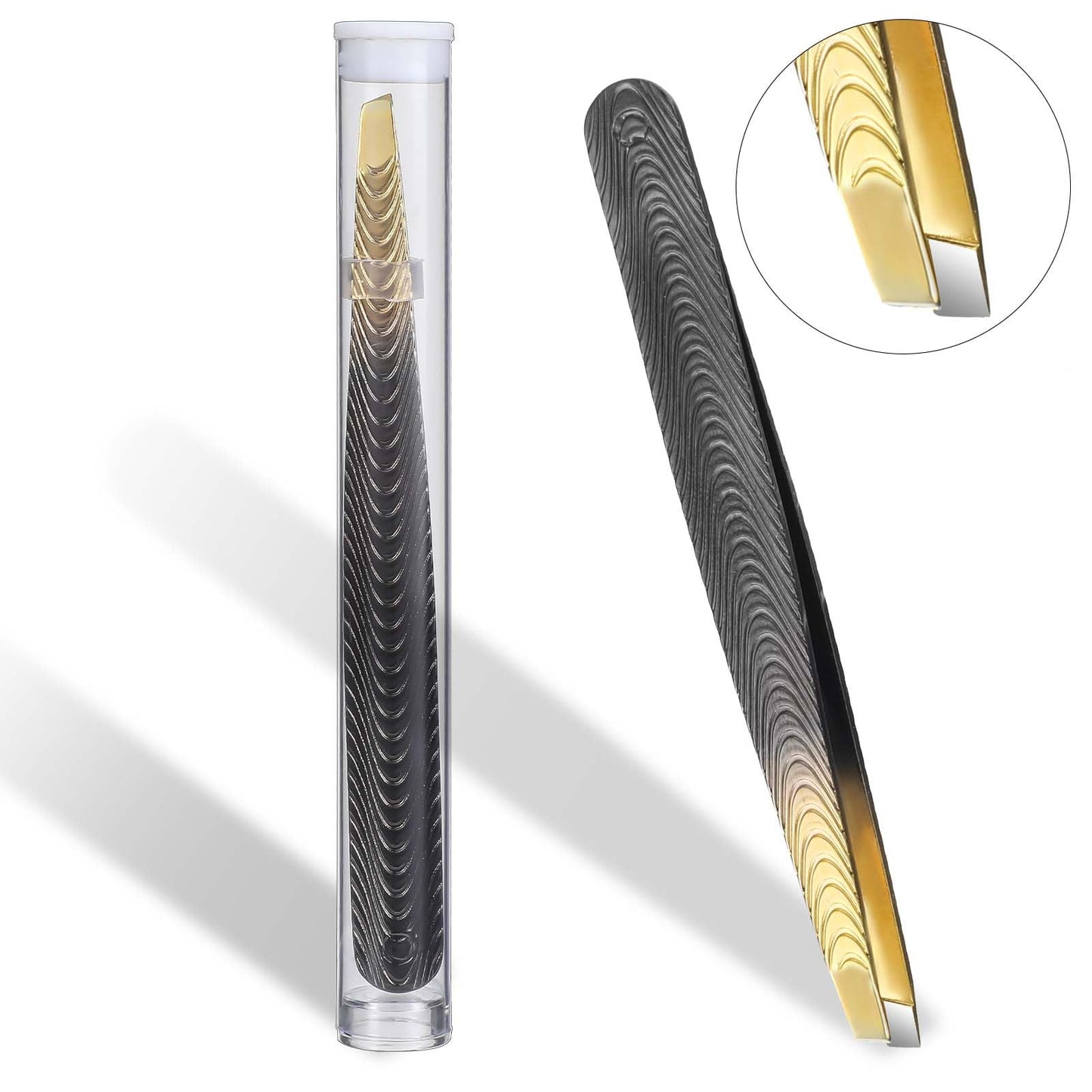 Yuanchu Professional Eyebrow Tweezer, Precision Eyebrow Weaver with Non-Slip Coating Angled No Holes Stainless Steel Professional for Fine Hair and Ingrown Hair