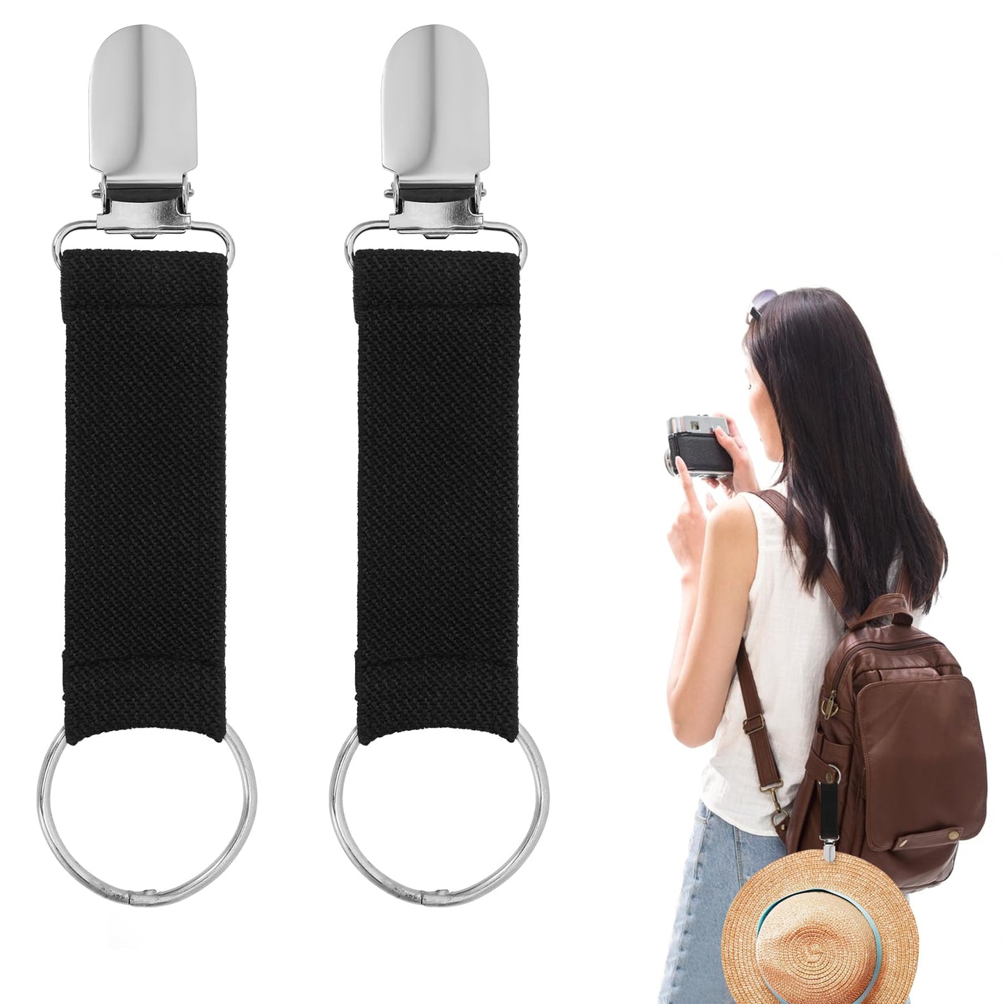 Giantree 2pcs Hat Clip, Multifunctional Travel Hat Clip Hat Holder for Luggage Backpacks Totes Hands-free Bag Outdoor Travel Accessory