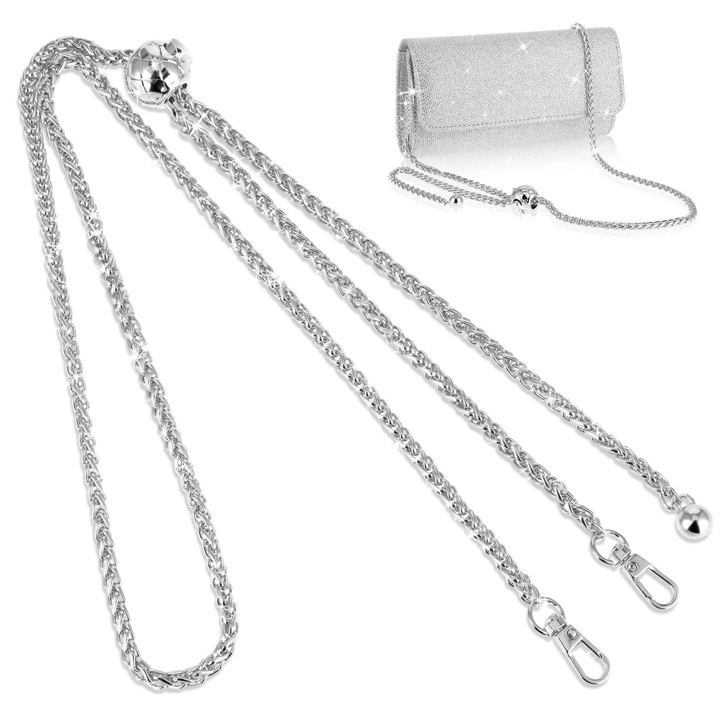 GEEHUA Purse Metal Chain Strap, 51 in Adjustable Bag Strap Crossbody Bag Chains Handbag Straps Bag DIY Decorative Chain for Shoulder Bag Wallet Clutch(Silver)