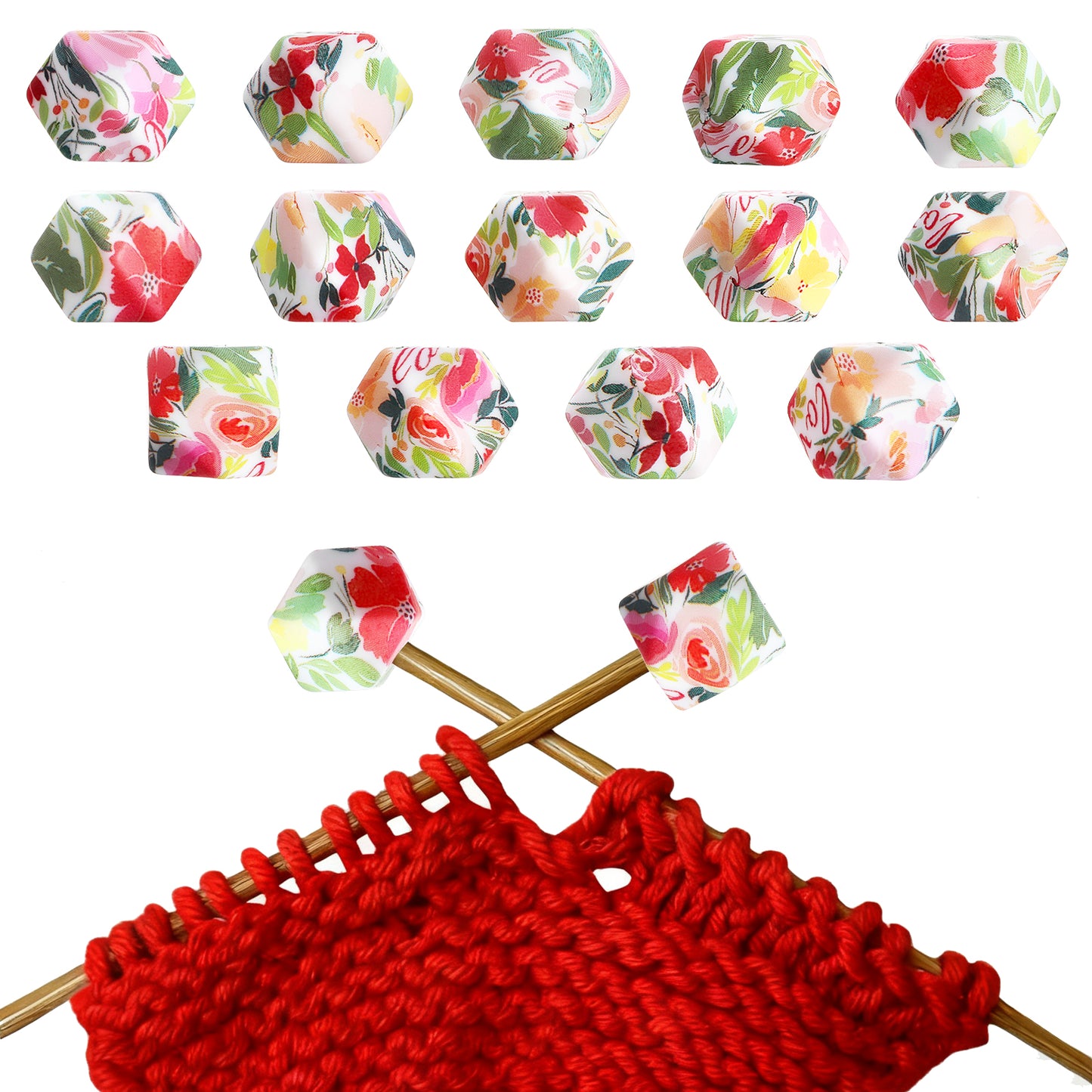 DOPENSPI 14PCS Knitting Needle Stoppers, Silicone Knitting Needle Point Protectors Hexagon Needles End Caps Stitch Holders Needles Caps Knittings Supplies for Knittings DIY Craft Sewing