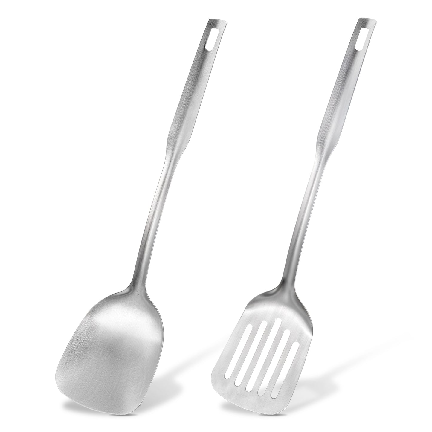 Yuanchu Kitchen Stainless Steel Spatulas Set, 2Pcs Silver Slotted Spatula Solid Turner Cooking Utensil Kitchen Accessories for Dishwasher Safe