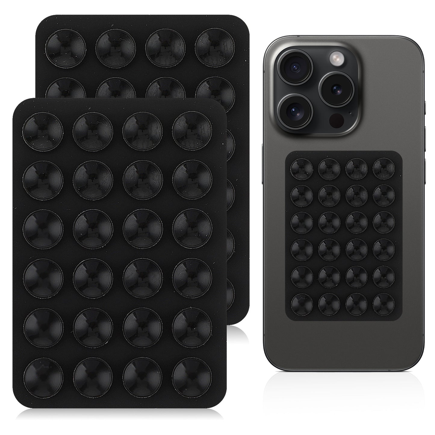 BOHUIZ 2 Pcs Silicone Suction Phone Case Mount, Anti-Slip Double-Sided Suction Cup Phone Case Hands-Free Phones Accessories Holder for Cell Phones(Black)