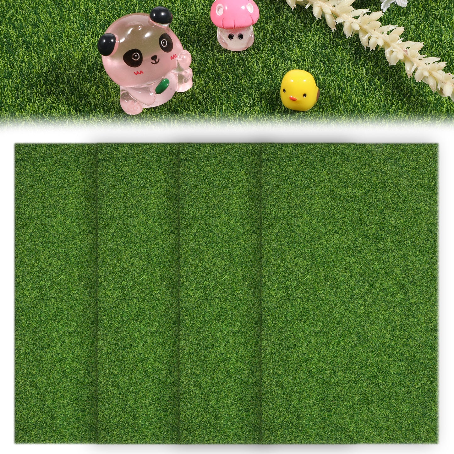 BOHUIZ 4 Packs Artificial Grass, 6 x 10 Inches Fake Grass for Crafts Miniature Fairy Garden Grasses Plastic Green Grasses Mat Crafts for DIY Dollhouse Ornament