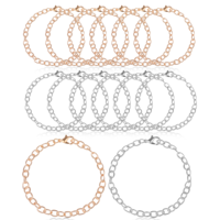 12 Pcs Charm Bracelet Chain, Metal Silver Chain Bracelet with Lobster Clasps for Women Bracelet Chain Bracelets Jewelry Making Crafts Supplies Men Gifts (Gold + Silver)