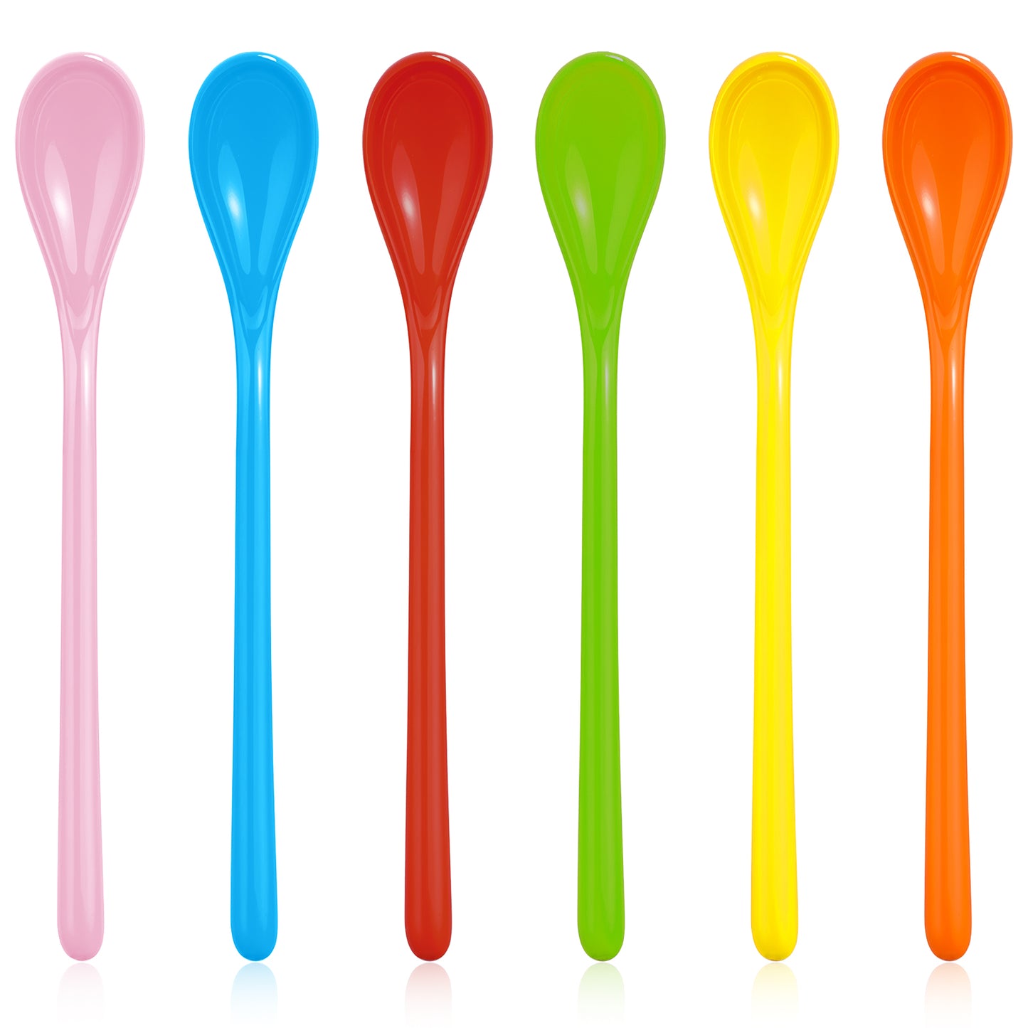 Giantree 6 PCS Long Handle Spoons, Long Handle Mixing Spoon, 7.28 Inches Colorful Teaspoons, Coffee Spoons Tall Iced Tea Ice Cream Sundae Cocktail Hot Chocolat Stirring Longdrink Spoons