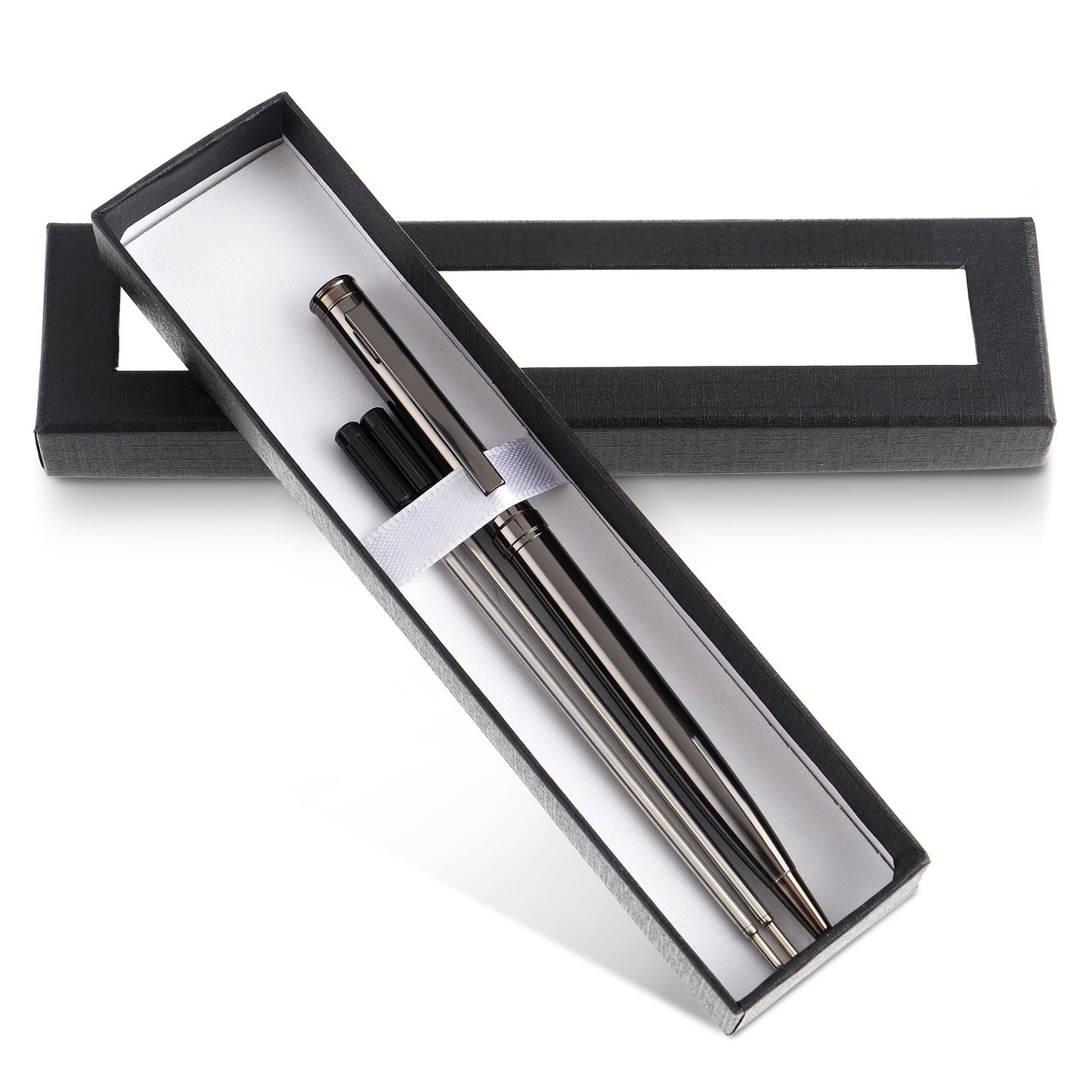 Andibro Metal Ballpoint Pens, 0.5mm Ball Point Pens with 2 Pcs Ink Refills Twist Rollerball Pens Handwriting Gel Pens Gift Pen For Colleagues Teachers Adults(Gray)