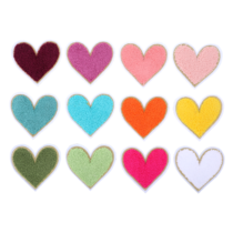 Giantree 12Pcs Heart Shaped Iron On Patches, Chenille Patches Cute Colorful Heart Patches Embroidery Patch Ironable Patches, Clothing Heart Patches Appliques for Jackets Jeans Hats Bags Clothes