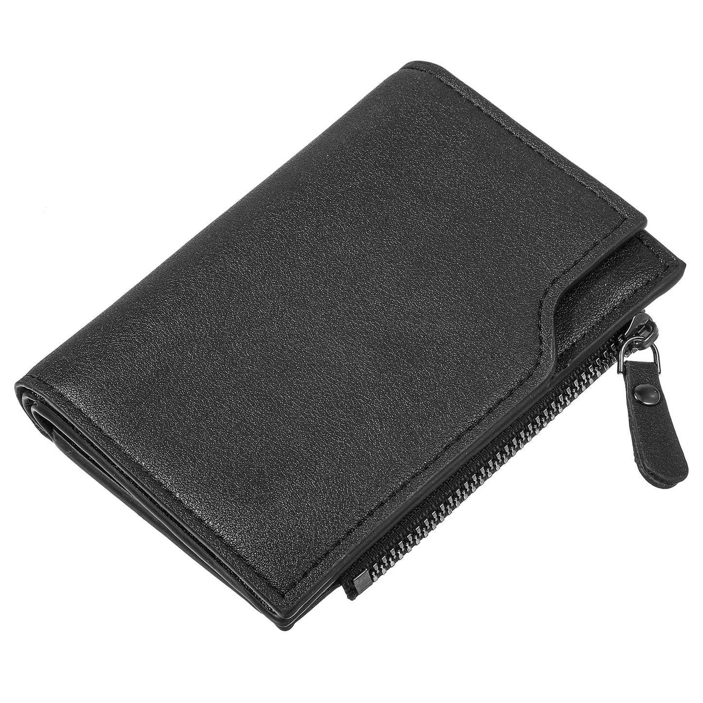 Yuanchu Small Wallet for Women, Compact Leather Bifold Slim Wallet Credit Card Zipper Pocket with Window Gift for Ladies Men