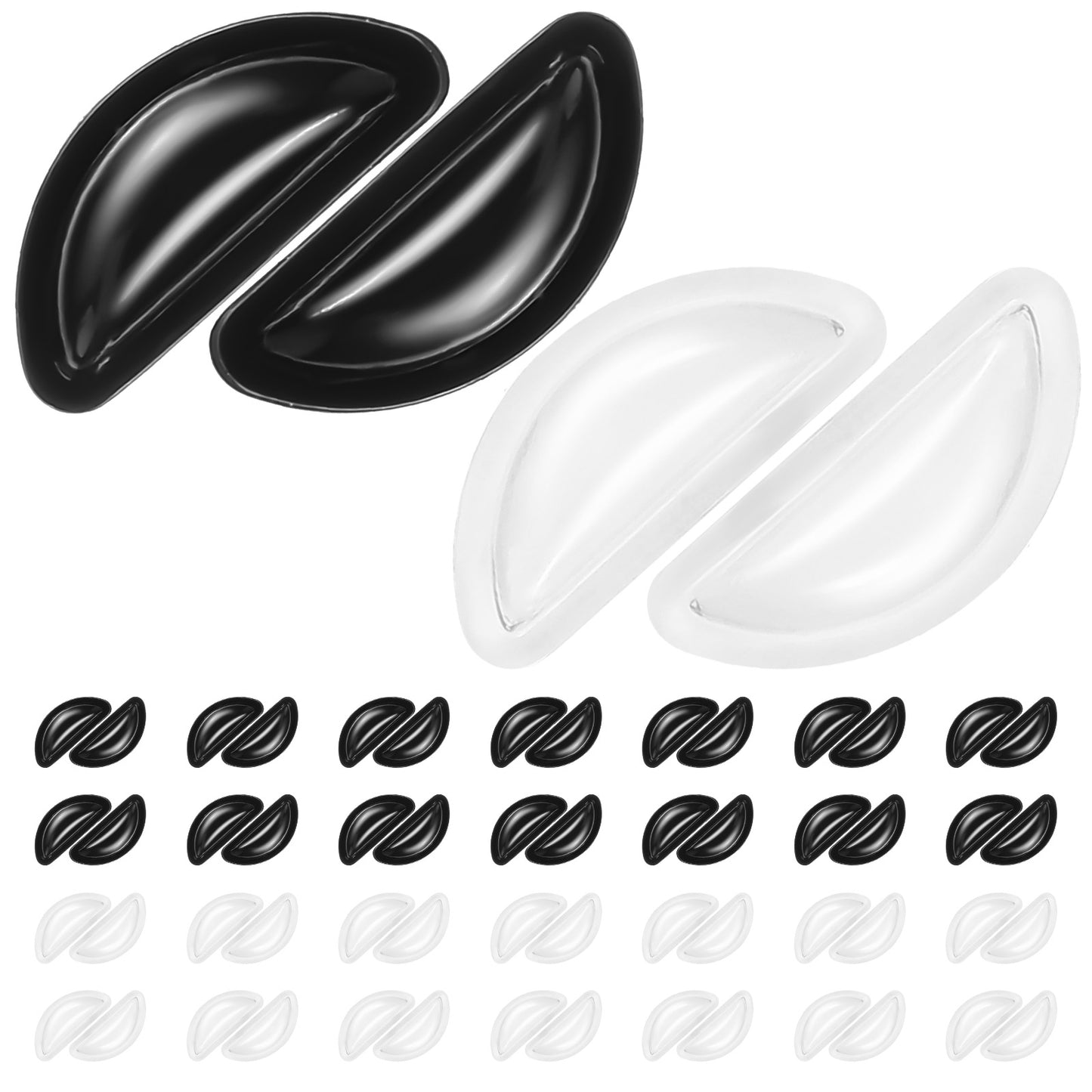 XLIUAX 30 Pairs Eyeglass Nose Pads, Nose Pads for Glasses Noses Pad for Glass Anti Slip Noses Bridge for Glasses Adhesive Replacement for Sunglasses D-Shaped Adhesive Cushions Silicone Black White