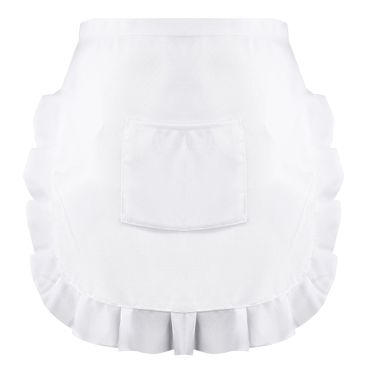 JIYIN Women's White Waist Apron with Pocket, White French Maid Half Apron Waitress Servant Costume Apron for Kitchen Cooking Restaurant Coffee Shop Bistro