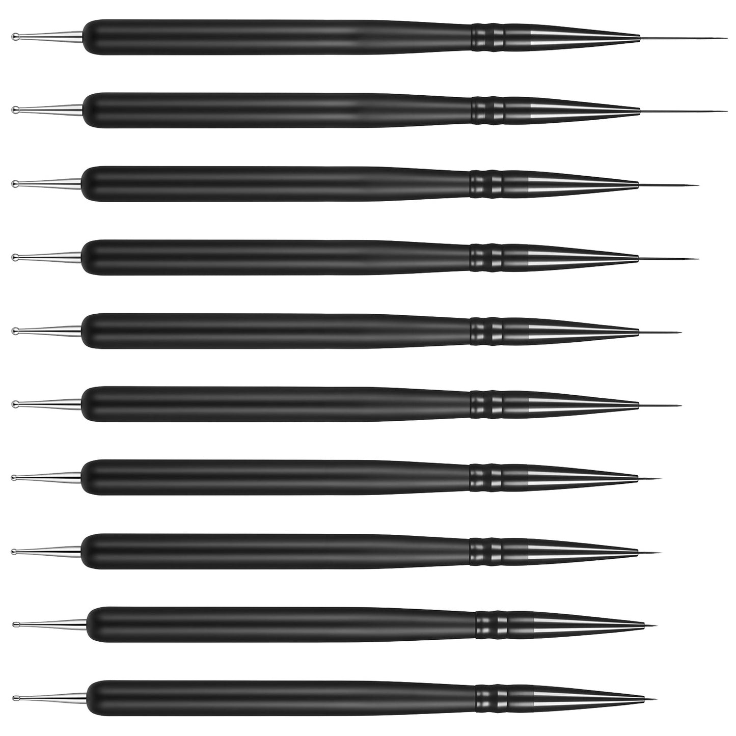 DOPENSPI 10PCS Nail Art Brush, Double Ended Nail Art Liner Brushes Nails Dotting Pen Tools Thin Liner Set for Long Lines Thin Details Fine Drawing 7/9/11/15/22mm for Nails Design Salon Home Use