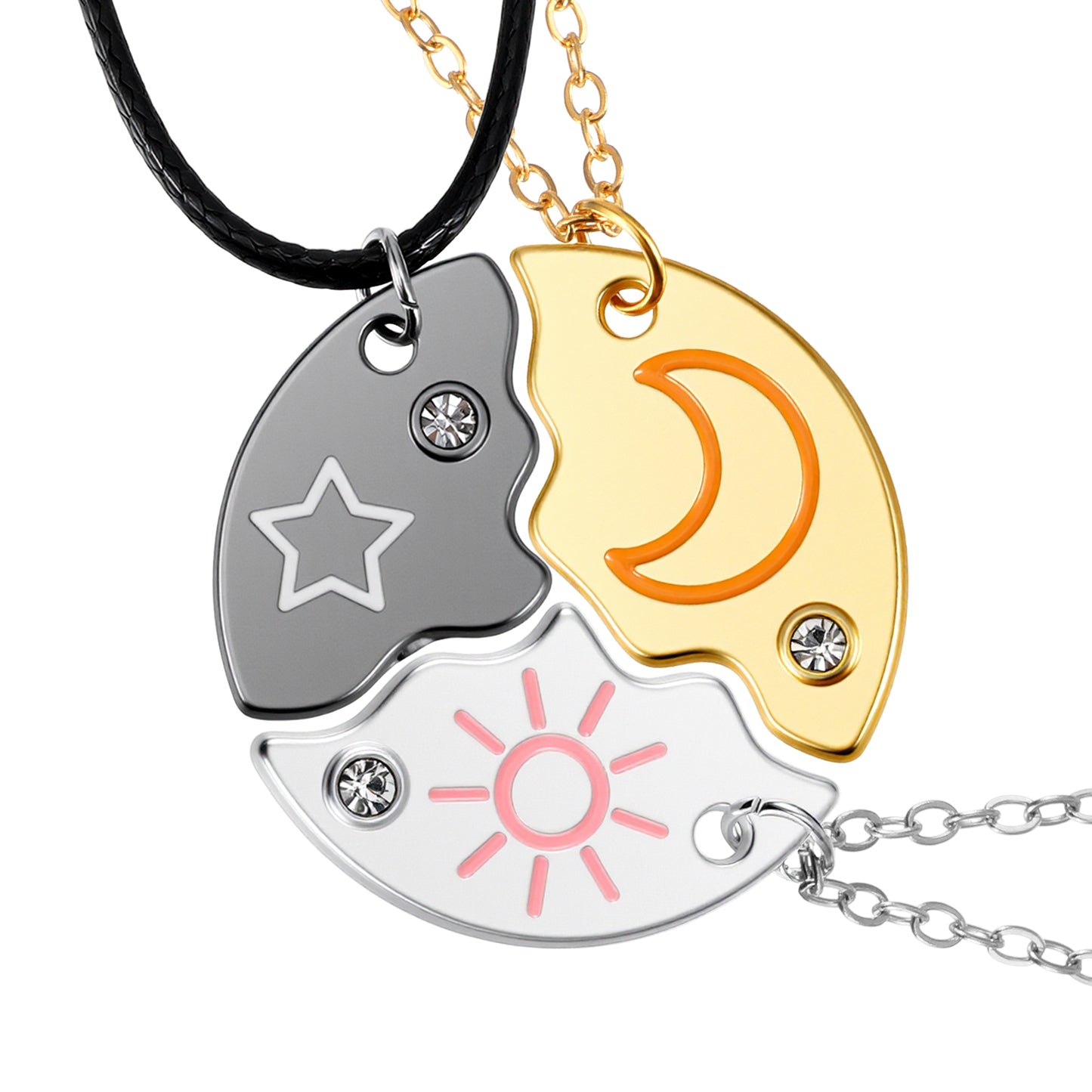 Molain Friendship Necklace for 3, BFF Best Friend Necklaces 3 Heart Broken Stitching Necklace Heart Puzzle Matching Three Friends Sister Jewelry Gifts for Women Men
