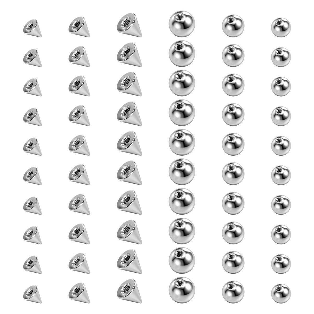 Andibro 60 Pcs 16G Surgical Steel Piercing Balls & Spikes