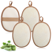 TIESOME 4 Pcs Natural Loofah Body Scrubber Exfoliating, Luffa Bath Sponge, Gentle Exfoliation for Women and Men, Multipurpose Body & Dishcloth