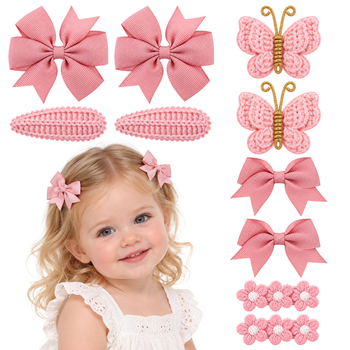 IANFAN 10 Pack Baby Girl Bow Clips Set, Hair Barrettes for Infant Toddlers
