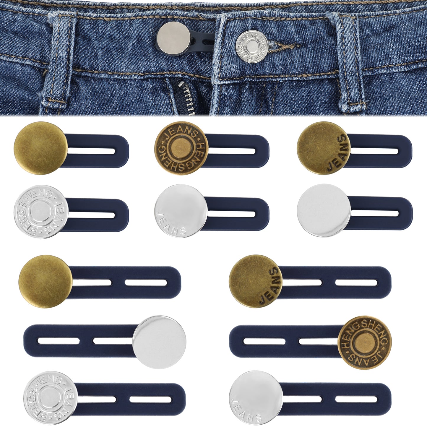 AOZUO Pack of 12 trouser waistband extensions, trouser button extension, button extension for trousers, trouser button extension, waist trousers, button extensions for jeans, trousers, men and women