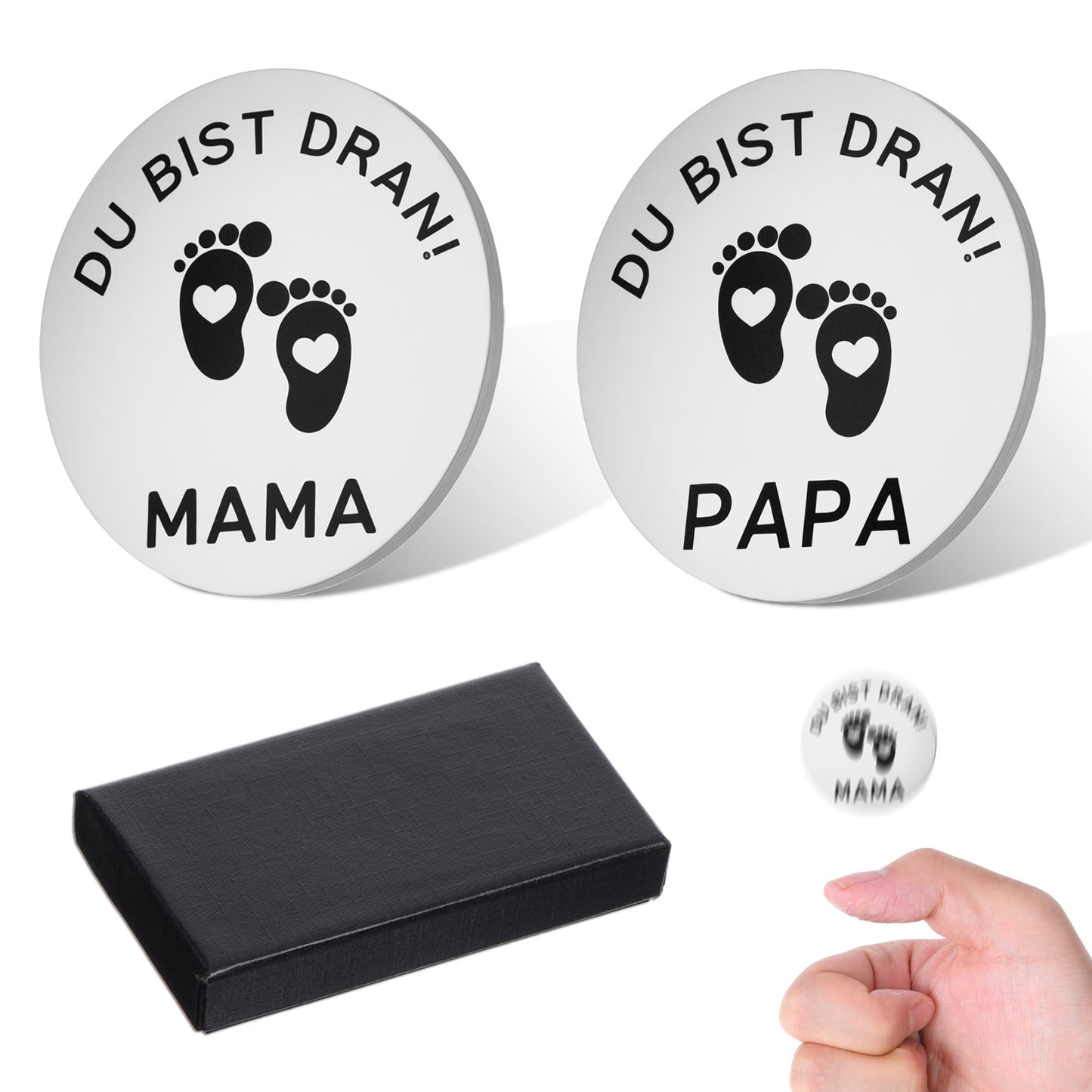 simarro New Parents Decide Coin, Double-Sided Coin Gifts with Gift Boxes, Funny Baby Coin Flips Gifts, New Baby Gifts for New Moms, New Dads, Pregnant Women Christmas and Thanksgiving Gifts (Silver)