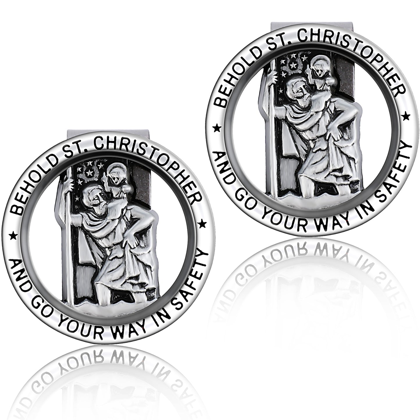 Molain Christopher Medal for Car, Car Saint Visor Clip Catholic Bless Driving Safety Round St Badge Auto Sun Accessories(2 Pack), Gray, (543323_1-LYJ-1)