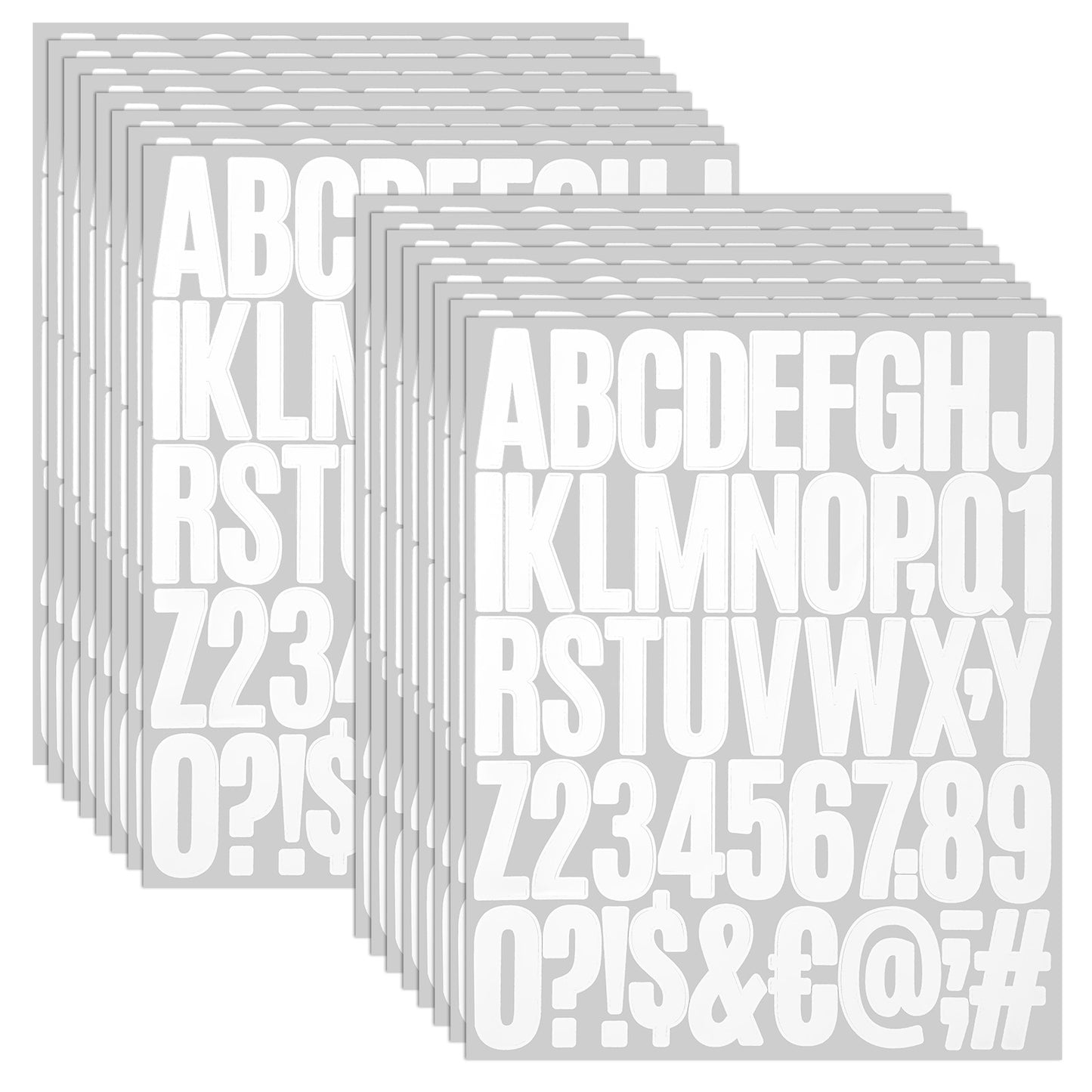 cobee 16 Sheets White Vinyl Letter Stickers, 2 Inch Self Adhesive Alphabet Numbers Sticker, Adhesive Waterproof Numbers Symbols Sticker for Home Decor Mailbox Window Notice Board