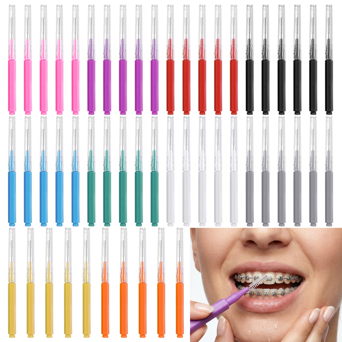 XLIUAX 100Pcs Interdental Brush Portable Teeth Gap Cleaning Floss Sticks